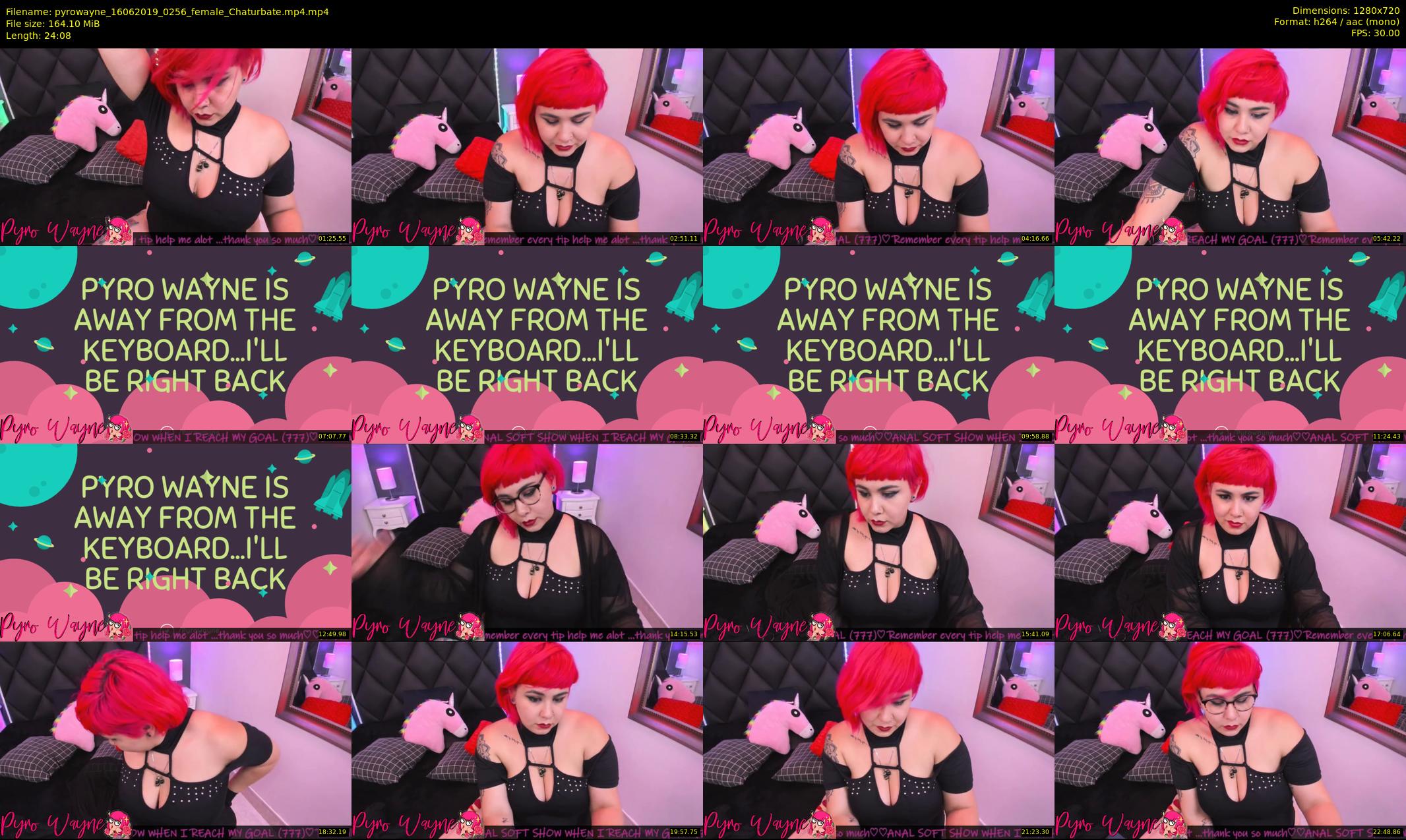 pyrowayne — 25 minute Chaturbate female cam show recording, 720p, Jun 16, 2019