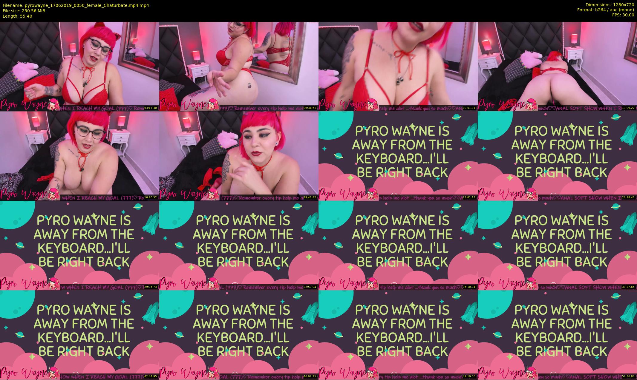 pyrowayne — 56 minute Chaturbate female cam show recording, 720p, Jun 17, 2019