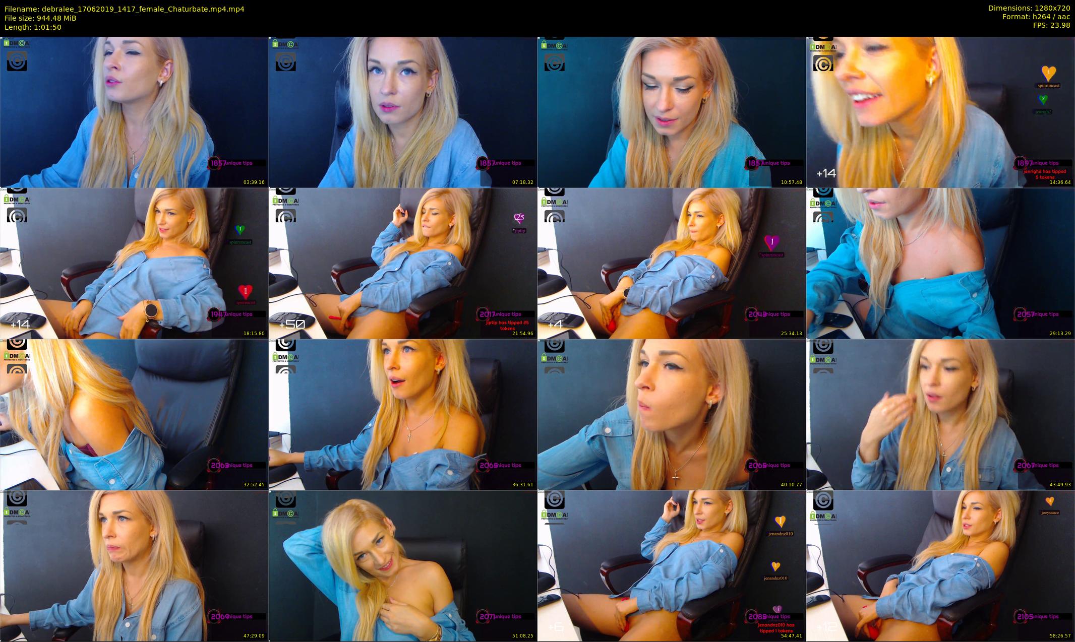 debralee — 62 minute Chaturbate female cam show recording, 720p, Jun 17, 2019