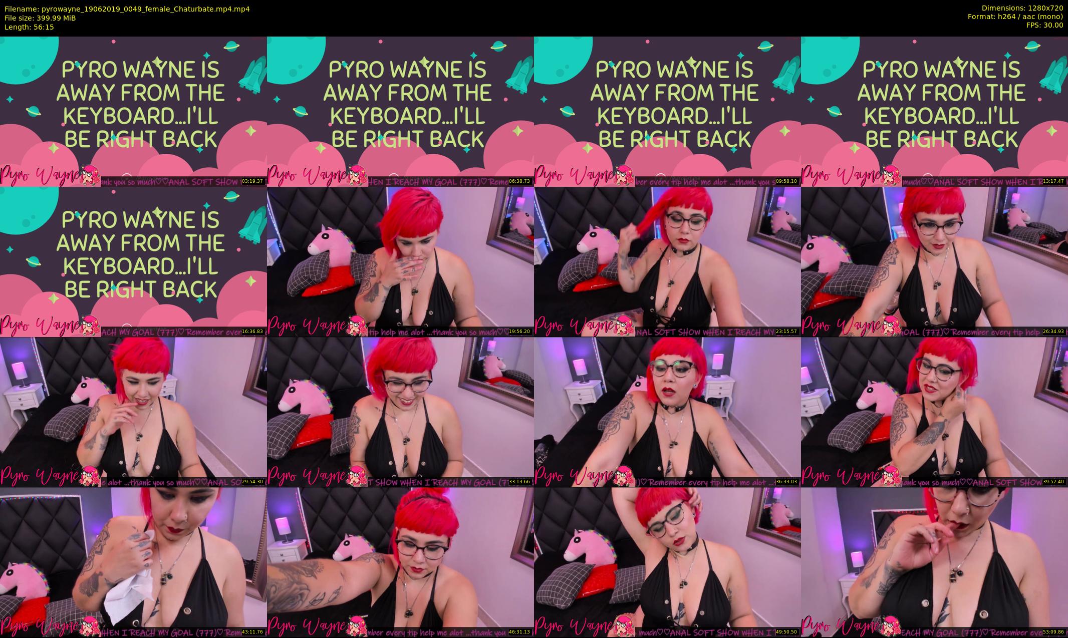 pyrowayne — 57 minute Chaturbate female cam show recording, 720p, Jun 19, 2019