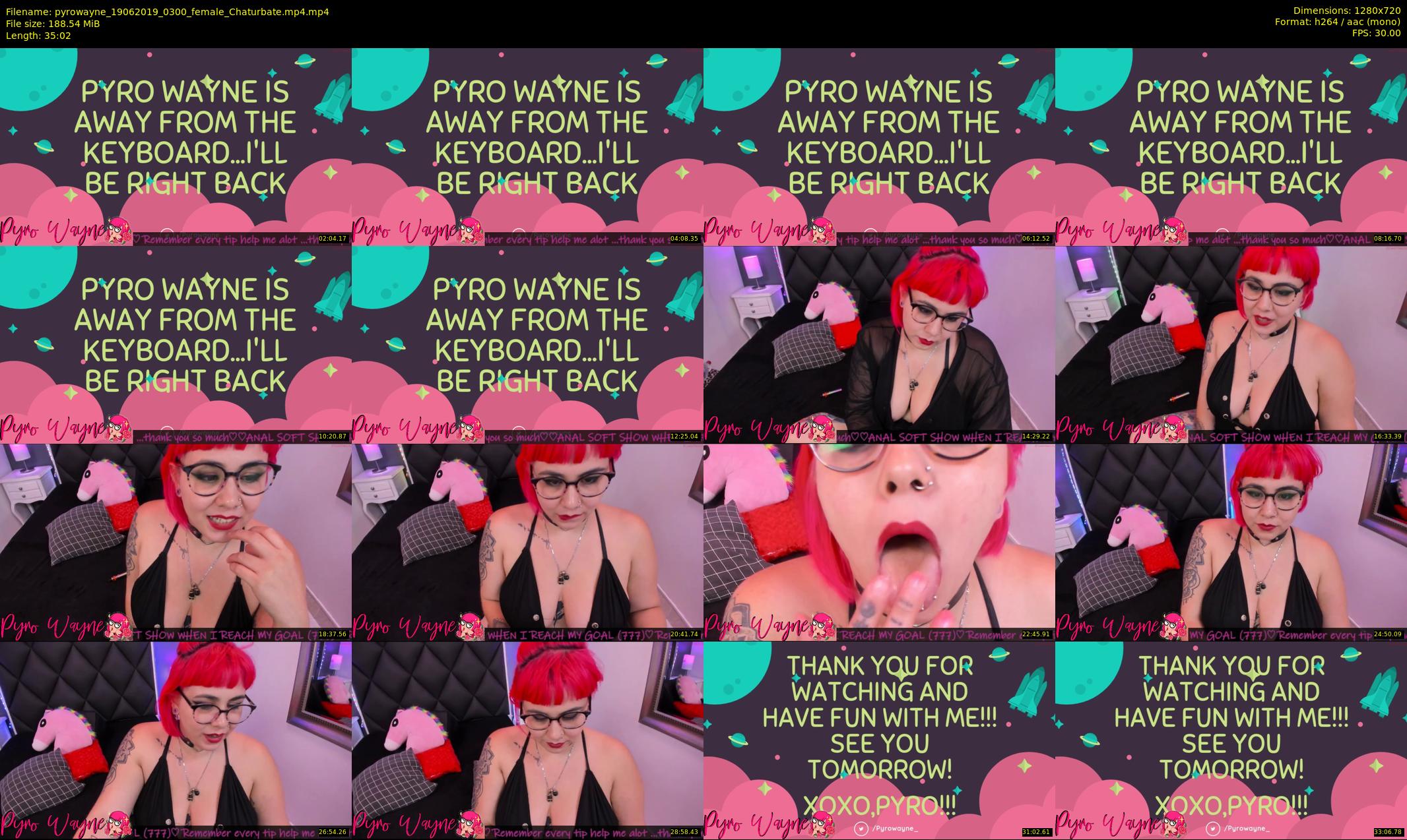 pyrowayne — 36 minute Chaturbate female cam show recording, 720p, Jun 19, 2019