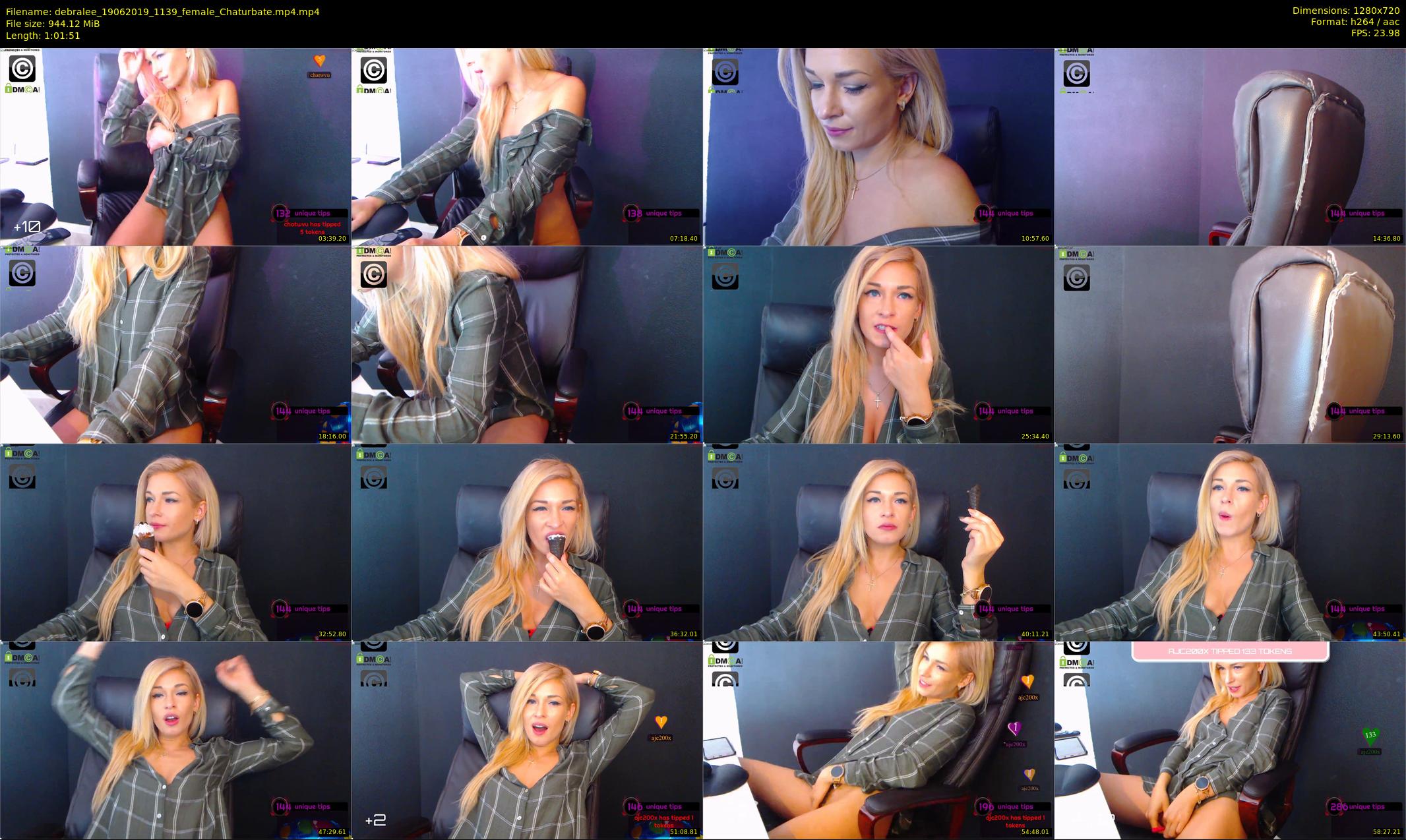 debralee — 62 minute Chaturbate female cam show recording, 720p, Jun 19, 2019