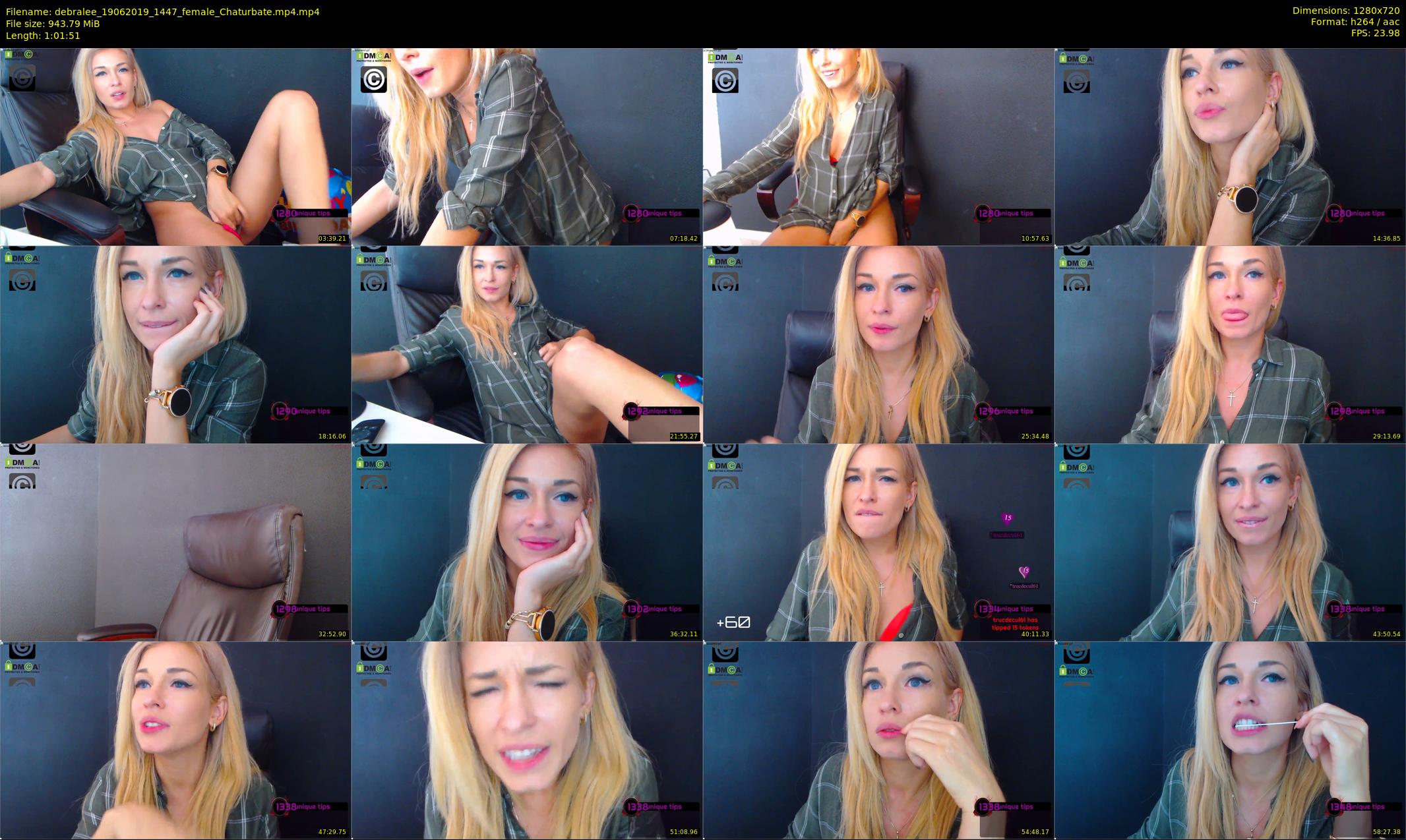 debralee — 62 minute Chaturbate female cam show recording, 720p, Jun 19, 2019