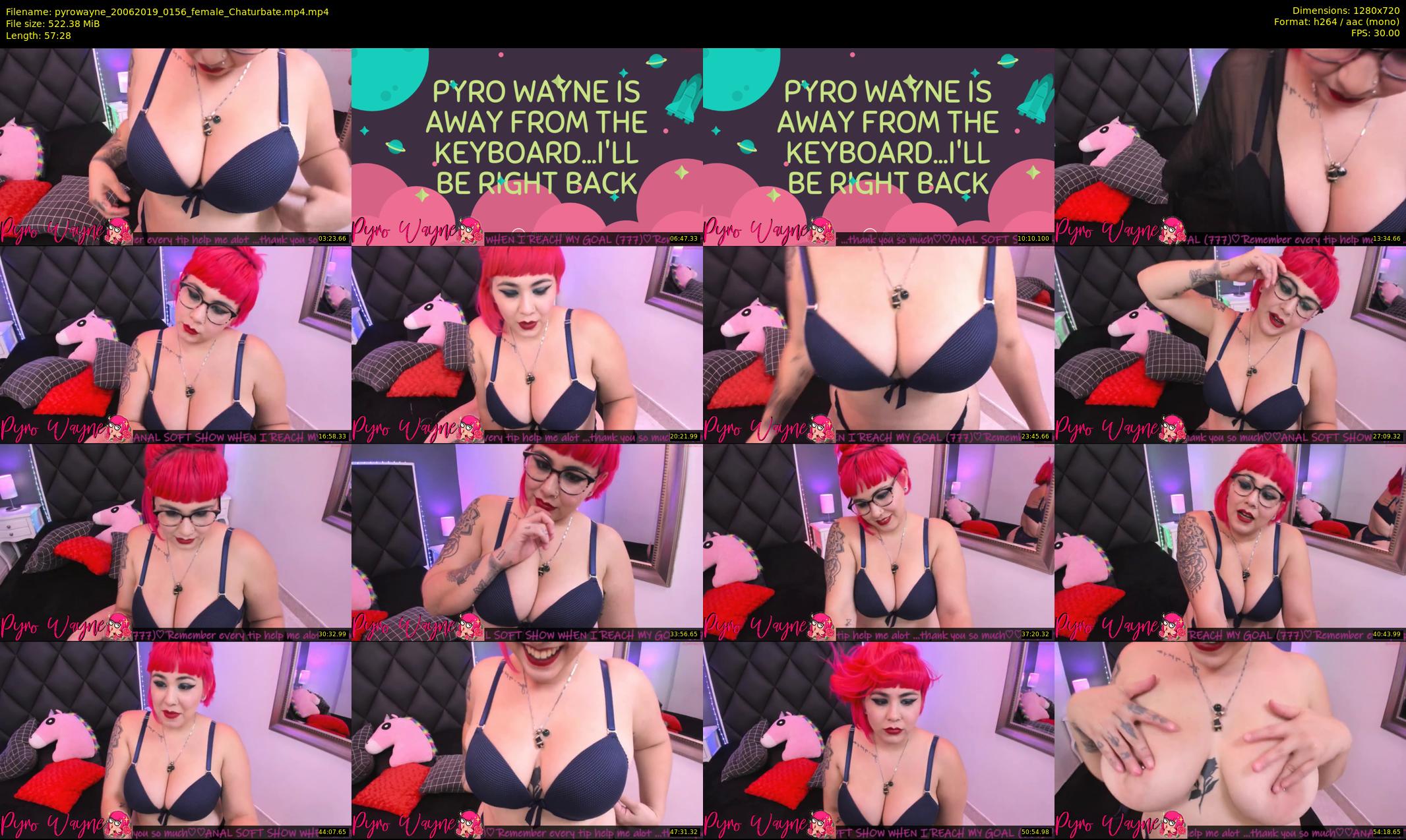 pyrowayne — 58 minute Chaturbate female cam show recording, 720p, Jun 20, 2019