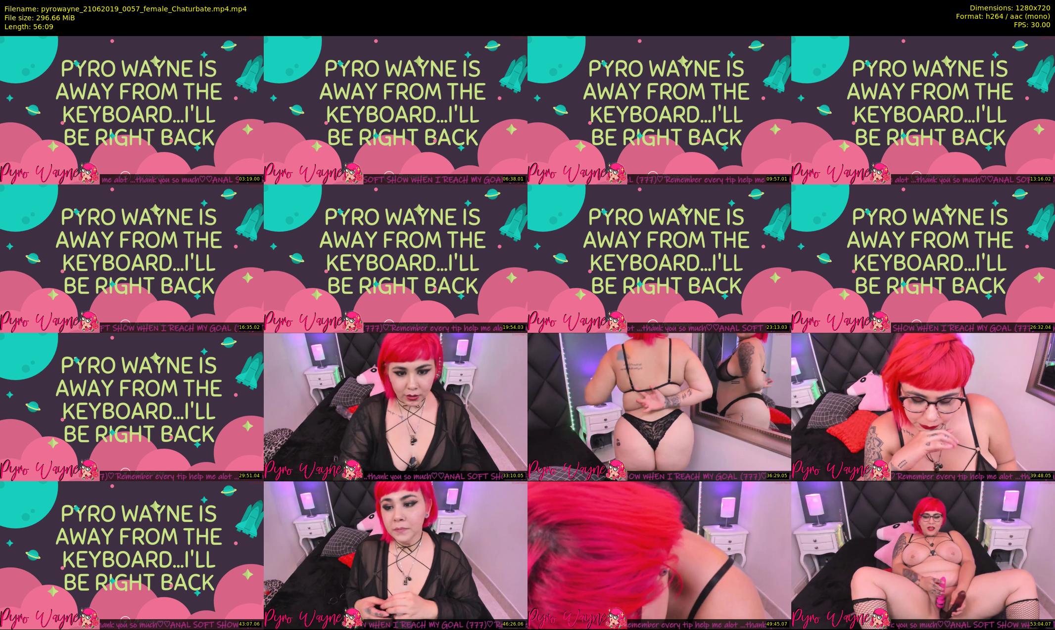 pyrowayne — 57 minute Chaturbate female cam show recording, 720p, Jun 21, 2019