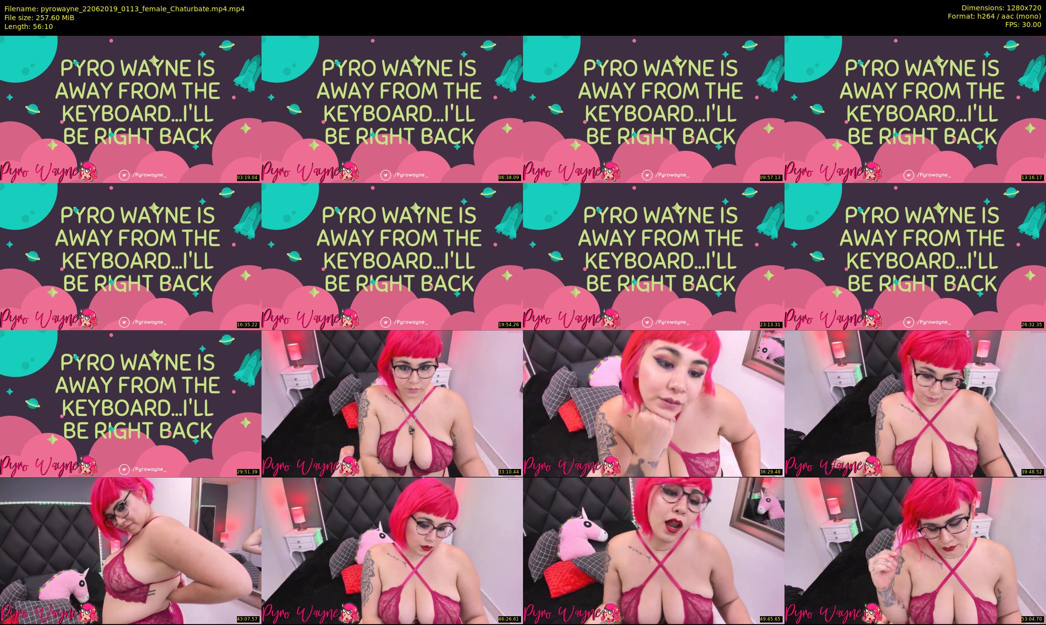 pyrowayne — 57 minute Chaturbate female cam show recording, 720p, Jun 22, 2019