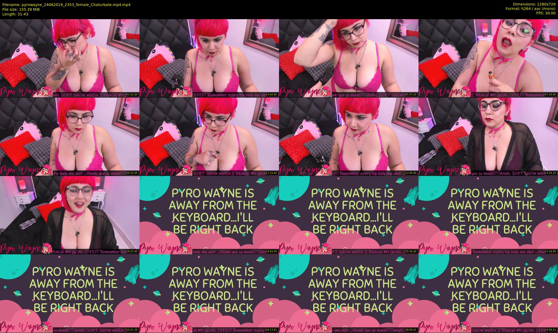 pyrowayne — 32 minute Chaturbate female cam show recording, 720p, Jun 24, 2019