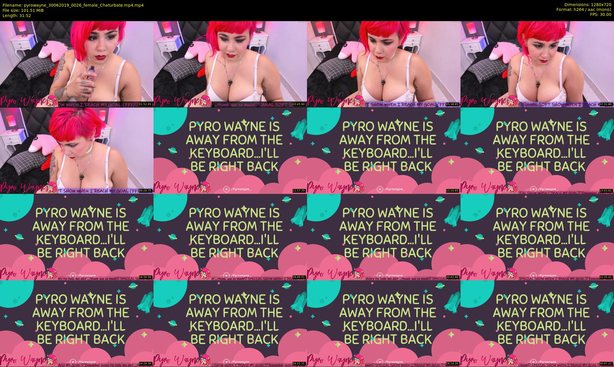 pyrowayne — 32 minute Chaturbate female cam show recording, 720p, Jun 30, 2019