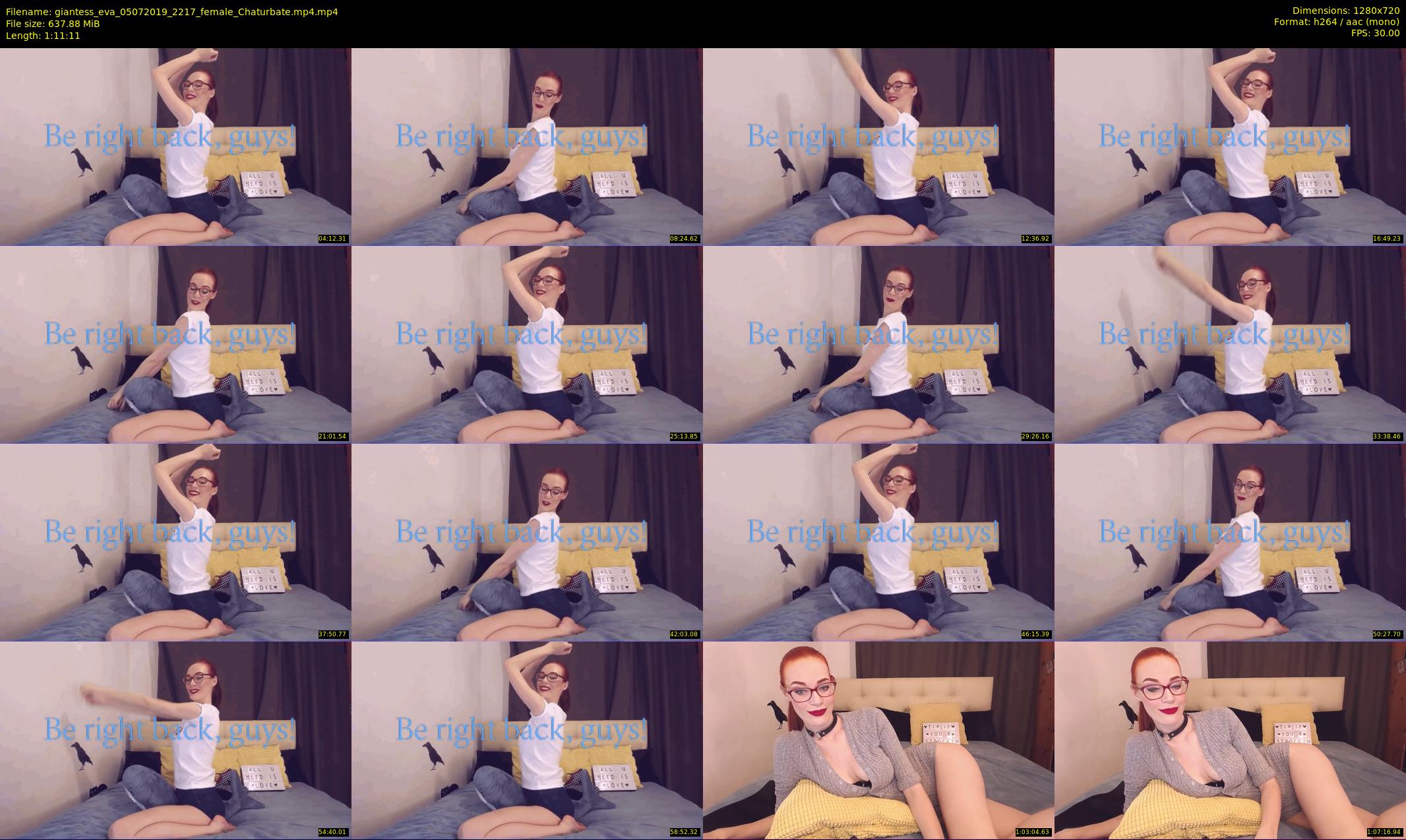 giantess_eva — 72 minute Chaturbate female cam show recording, 720p, Jul 5, 2019
