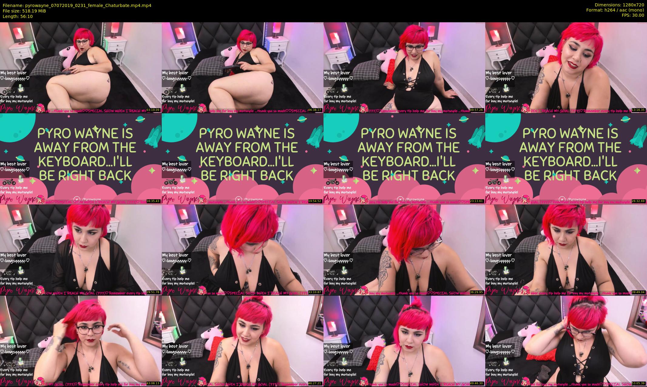 pyrowayne — 57 minute Chaturbate female cam show recording, 720p, Jul 7, 2019