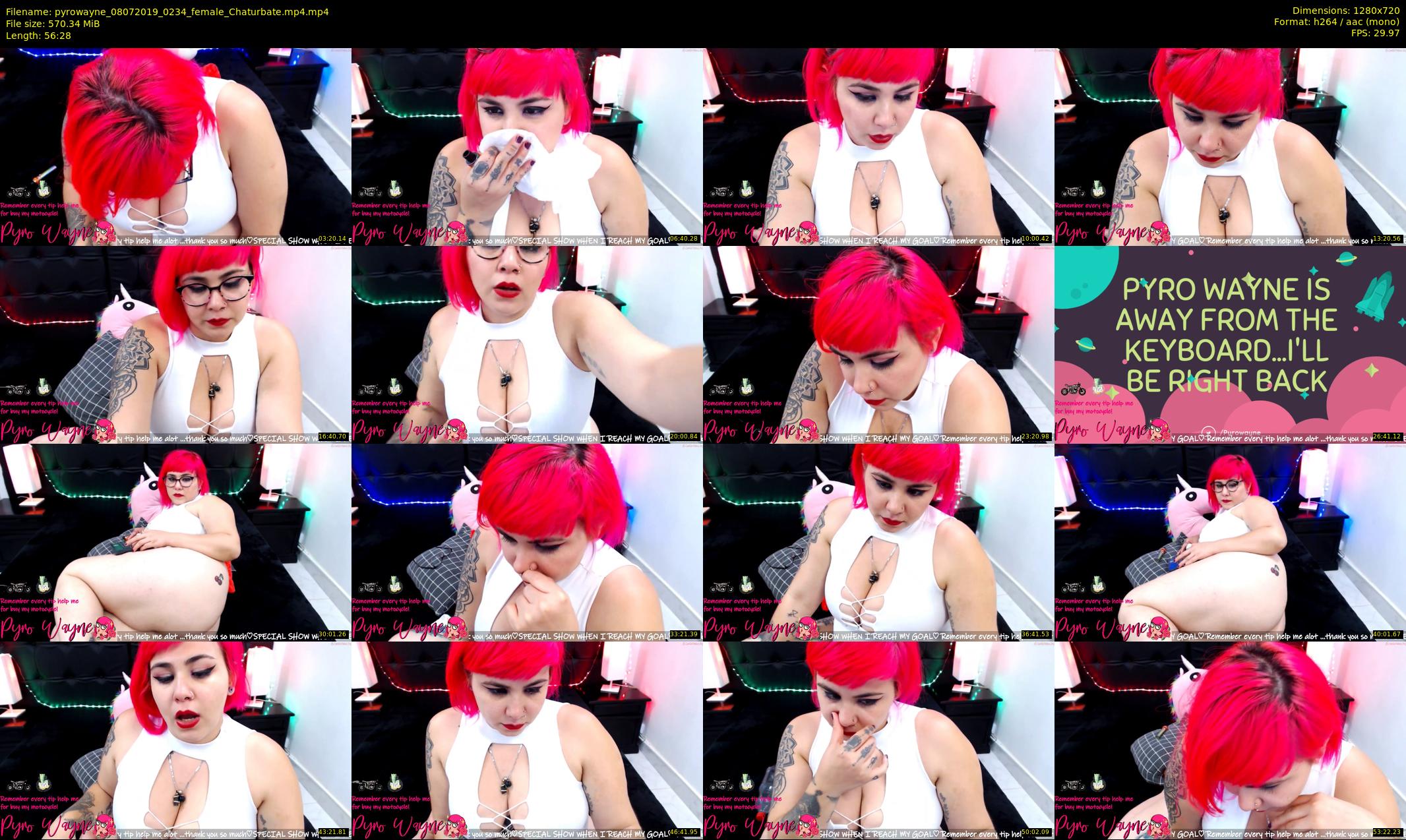 pyrowayne — 57 minute Chaturbate female cam show recording, 720p, Jul 8, 2019