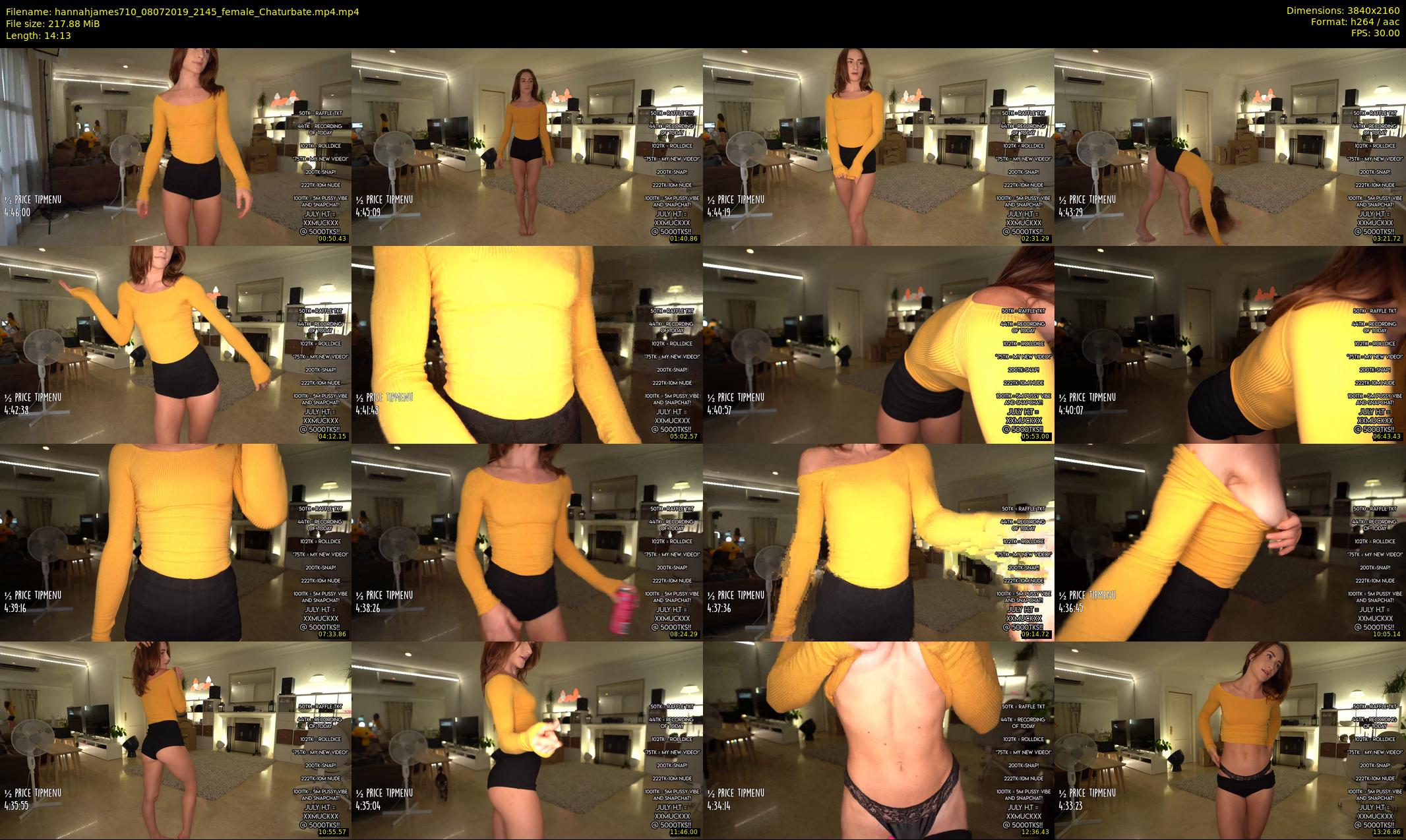 hannahjames710 — 15 minute Chaturbate female cam show recording, 4K, Jul 8, 2019