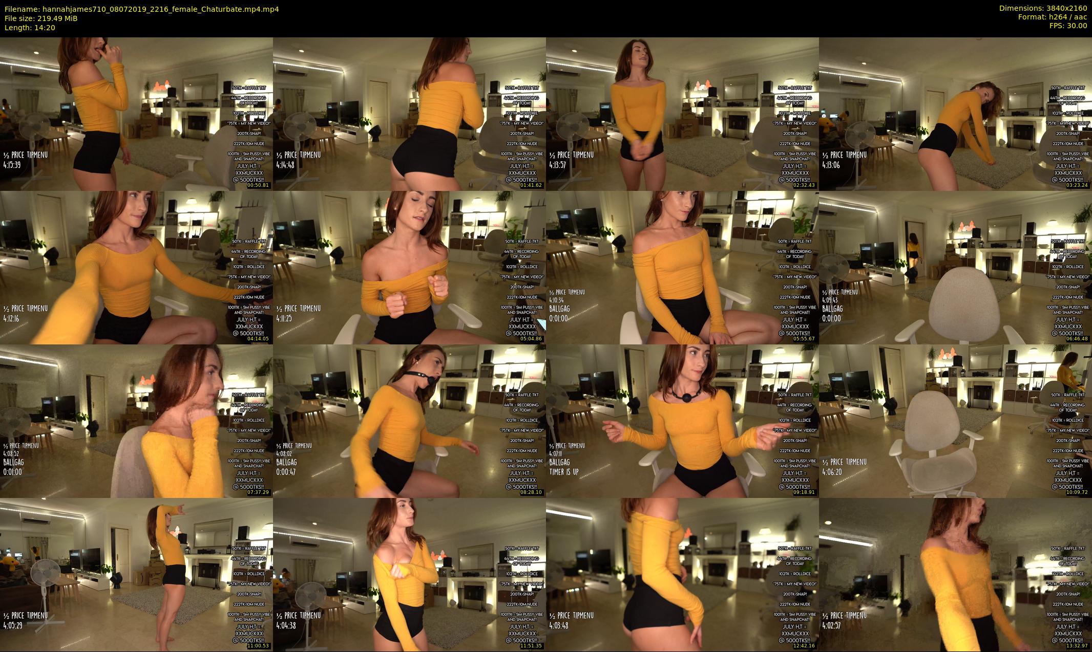 hannahjames710 — 15 minute Chaturbate female cam show recording, 4K, Jul 8, 2019