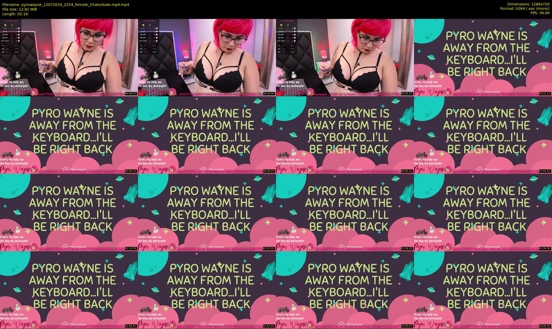 pyrowayne — 3 minute Chaturbate female cam show recording, 720p, Jul 12, 2019