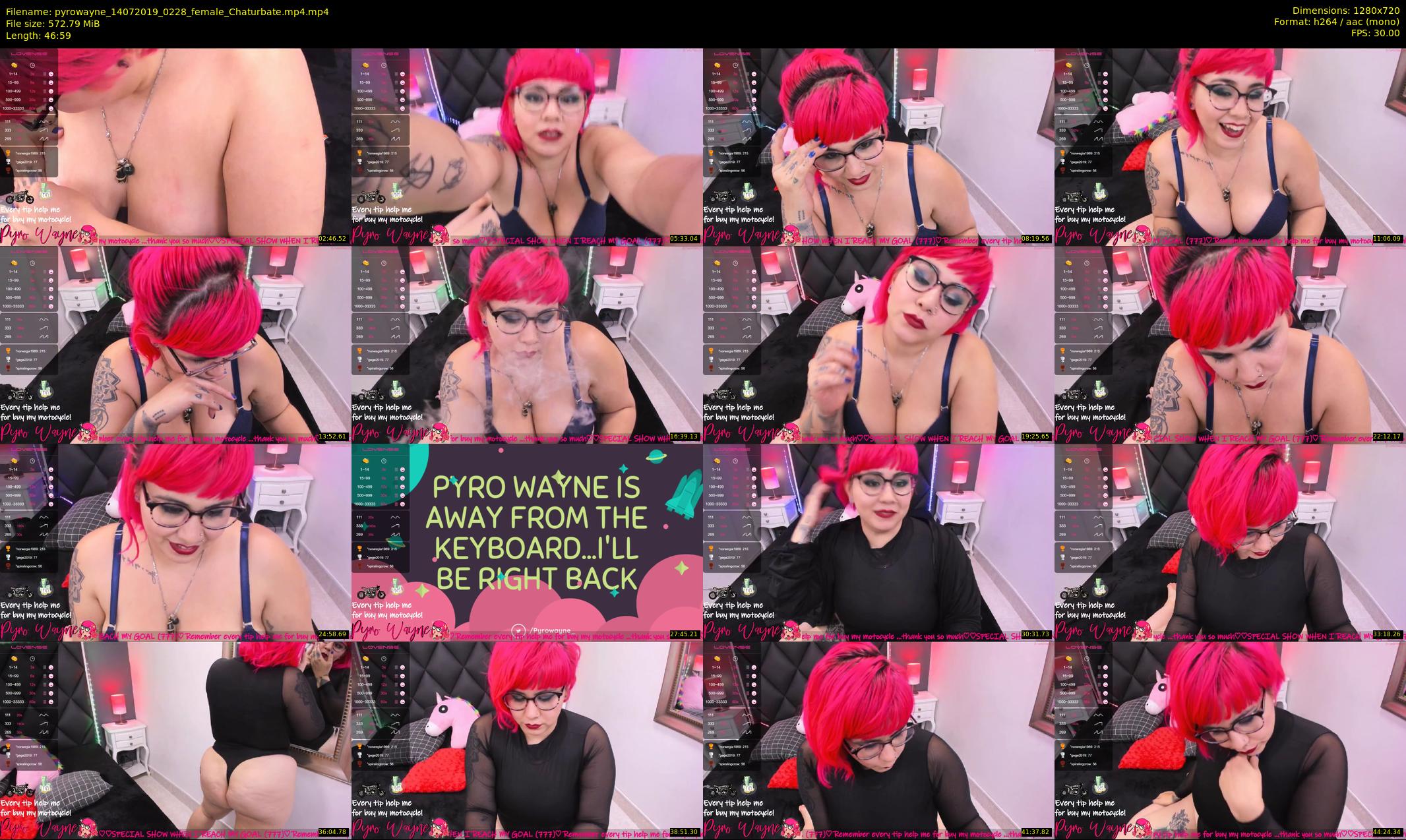 pyrowayne — 47 minute Chaturbate female cam show recording, 720p, Jul 14, 2019