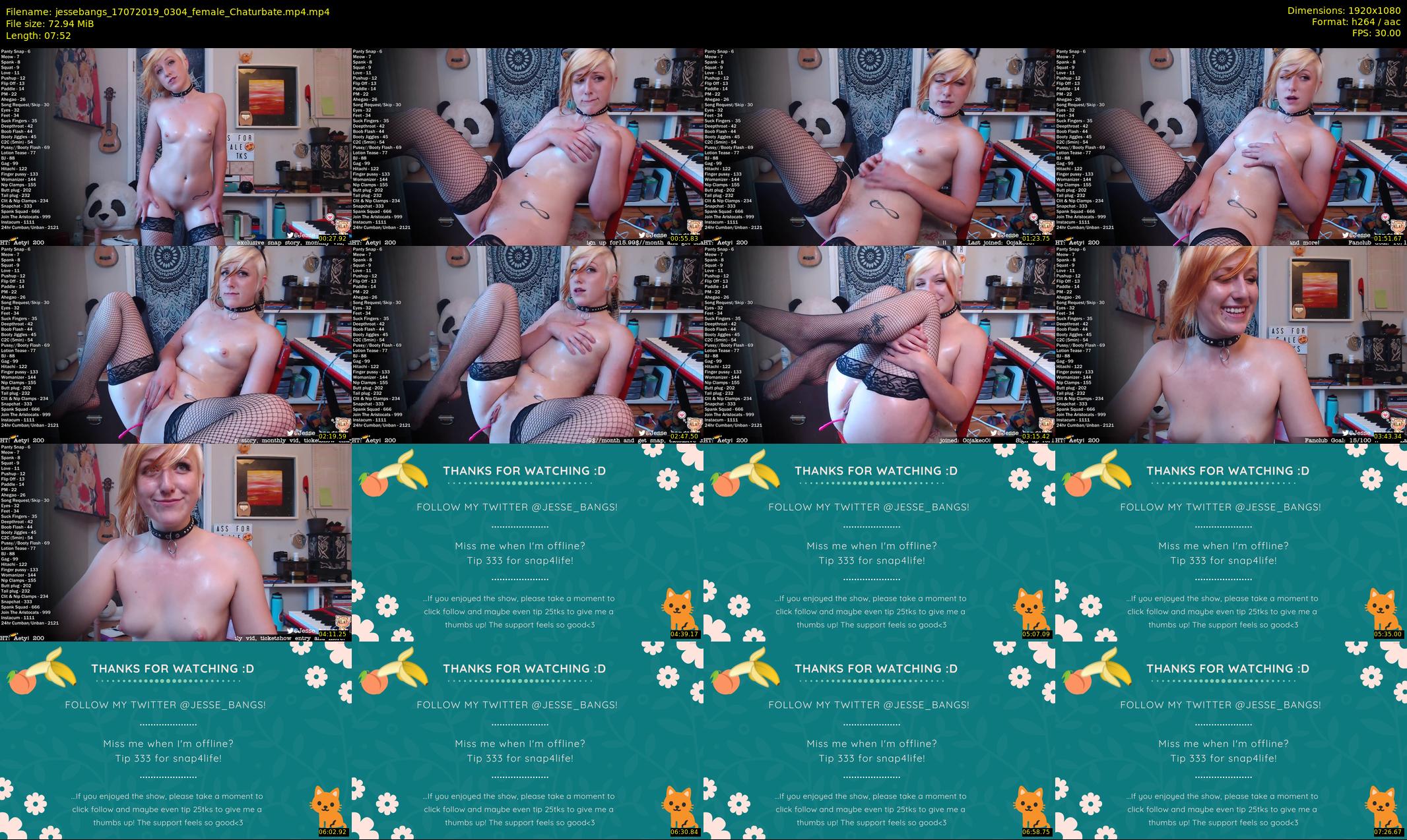 jessebangs — 8 minute Chaturbate female cam show recording, 1080p, Jul 17, 2019