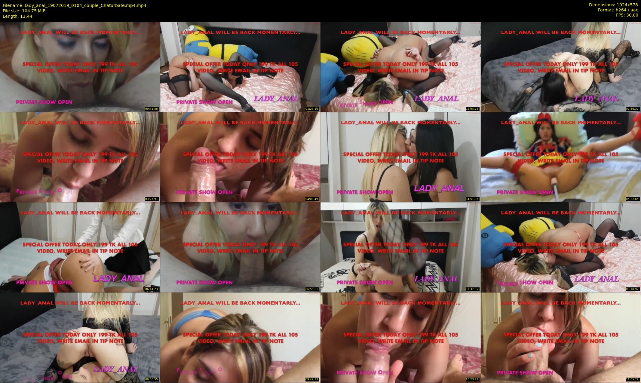 lady_anal — 12 minute Chaturbate female cam show recording, 480p, Jul 19, 2019