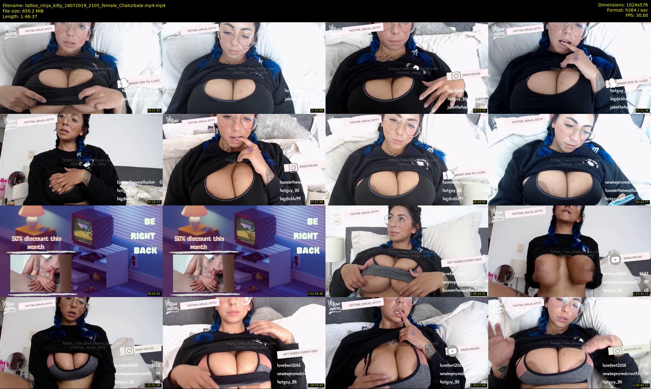 tattoo_ninja_kitty — 107 minute Chaturbate female cam show recording, 480p, Jul 18, 2019