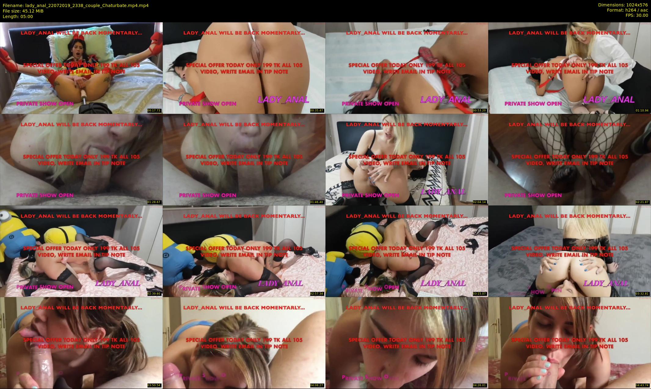 lady_anal — 5 minute Chaturbate female cam show recording, 480p, Jul 22, 2019