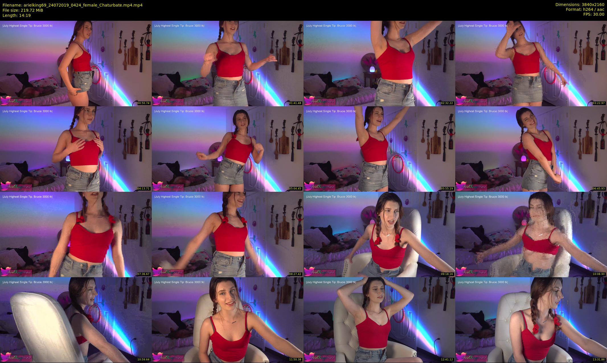 arielking69 — 15 minute Chaturbate female cam show recording, 4K, Jul 24, 2019
