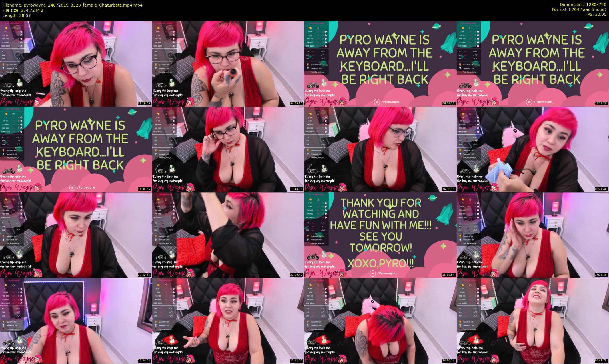 pyrowayne — 39 minute Chaturbate female cam show recording, 720p, Jul 24, 2019