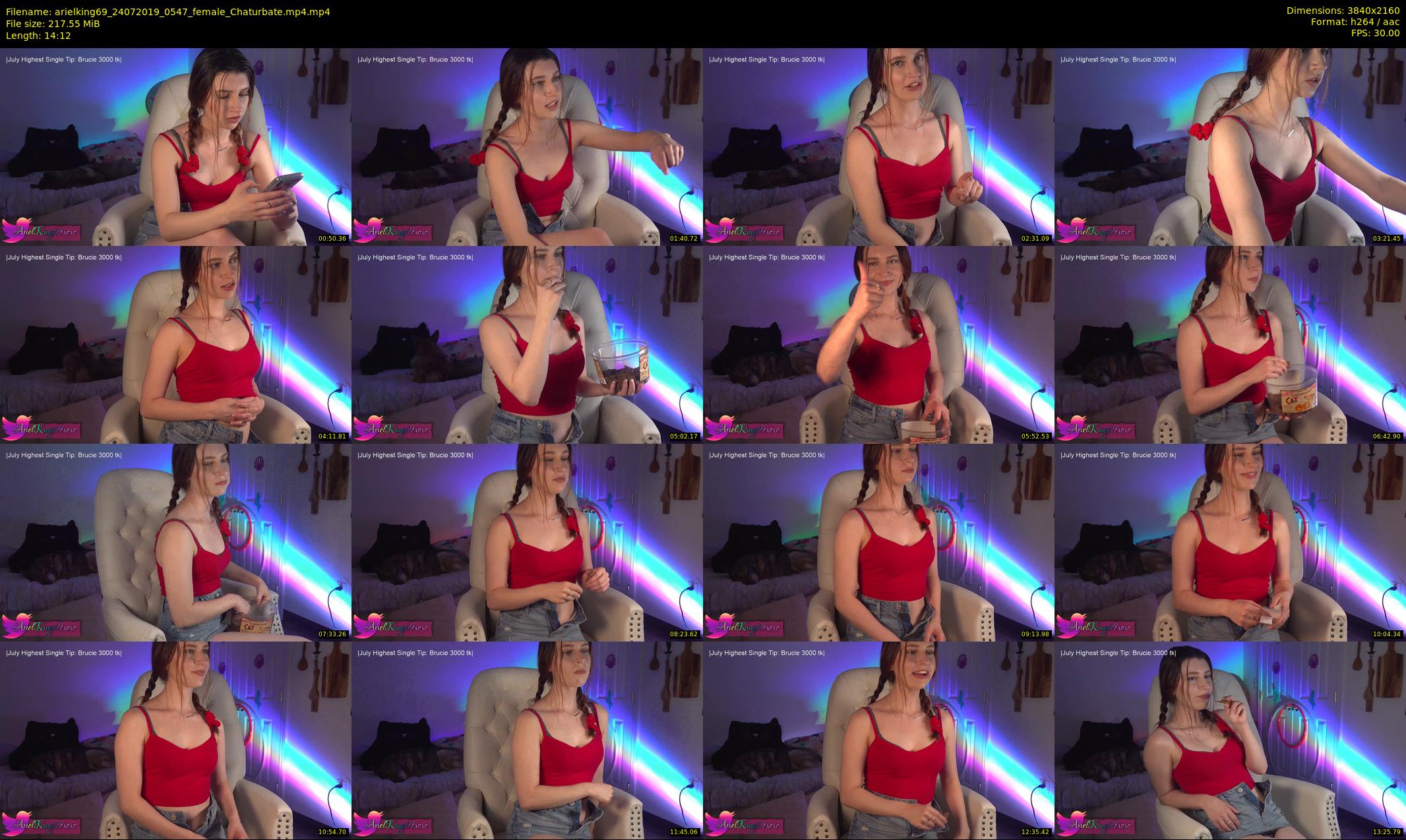 arielking69 — 15 minute Chaturbate female cam show recording, 4K, Jul 24, 2019