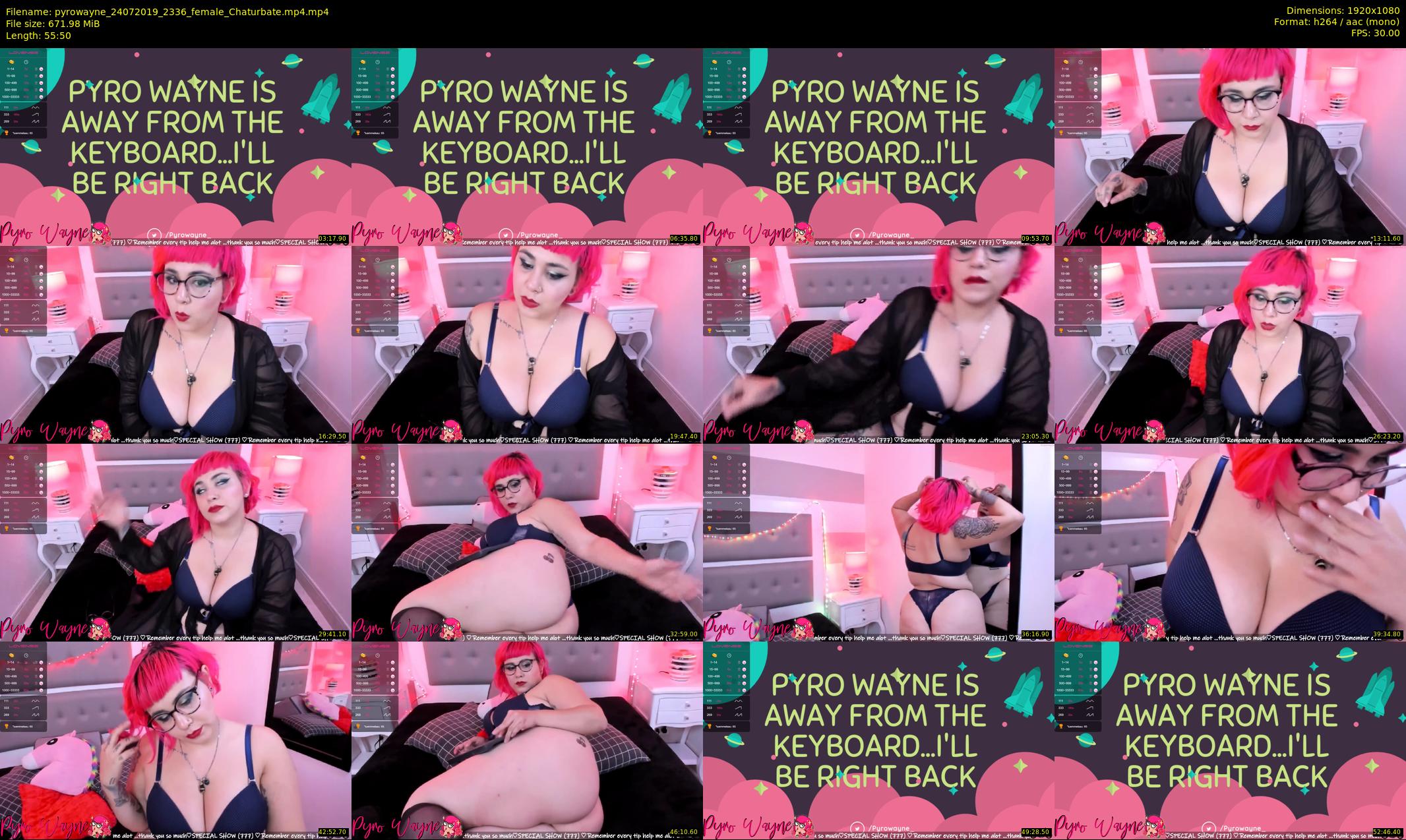 pyrowayne — 56 minute Chaturbate female cam show recording, 1080p, Jul 24, 2019