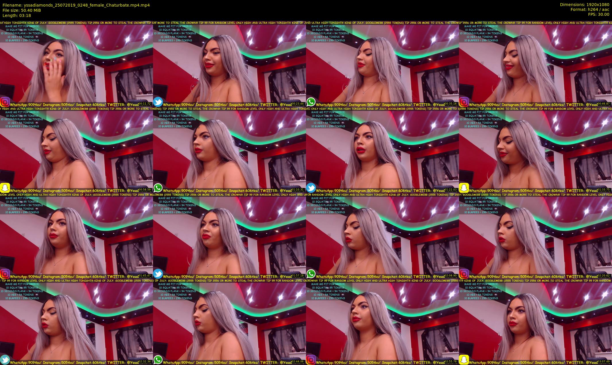yssadiamonds — 4 minute Chaturbate female cam show recording, 1080p, Jul 25, 2019