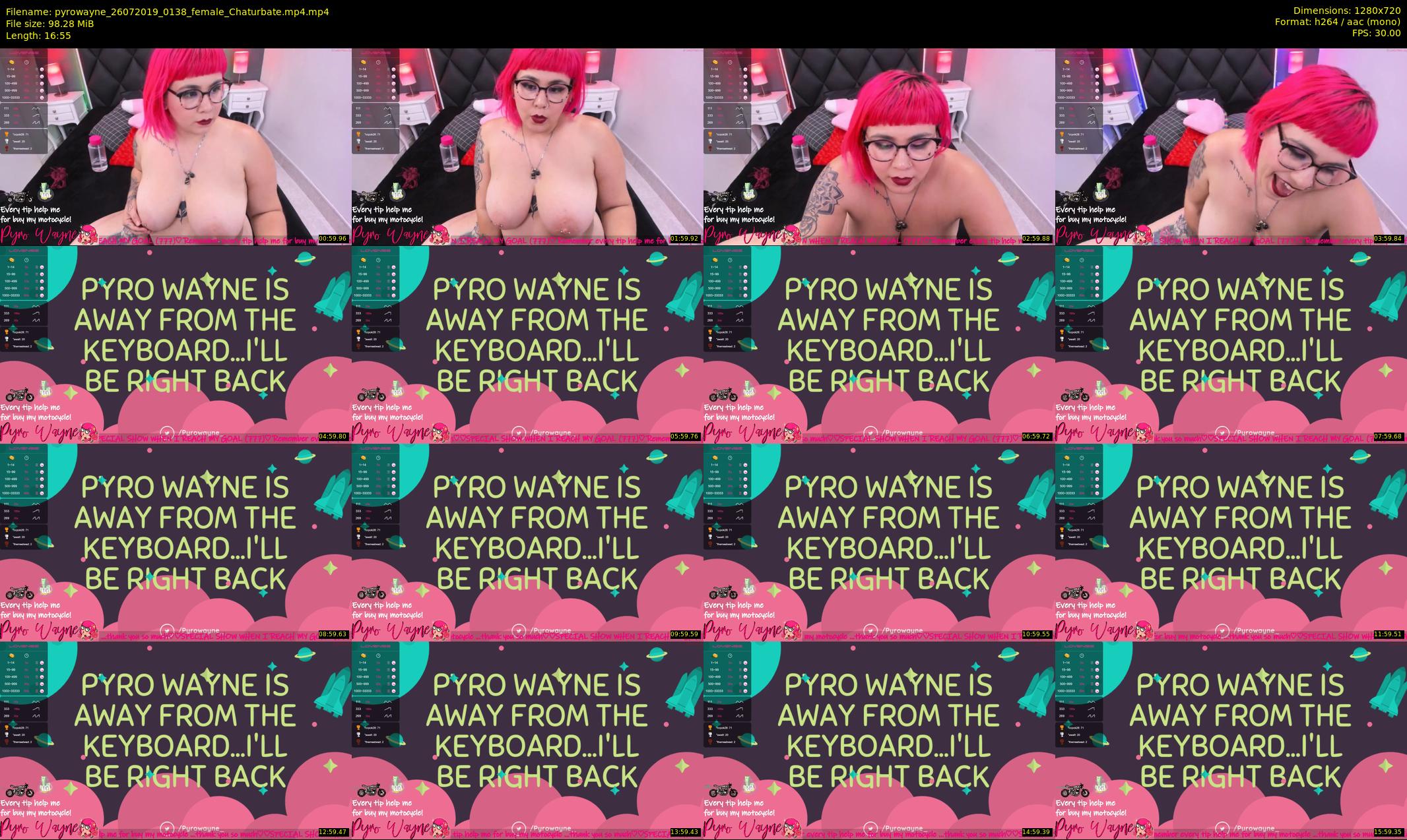 pyrowayne — 17 minute Chaturbate female cam show recording, 720p, Jul 26, 2019