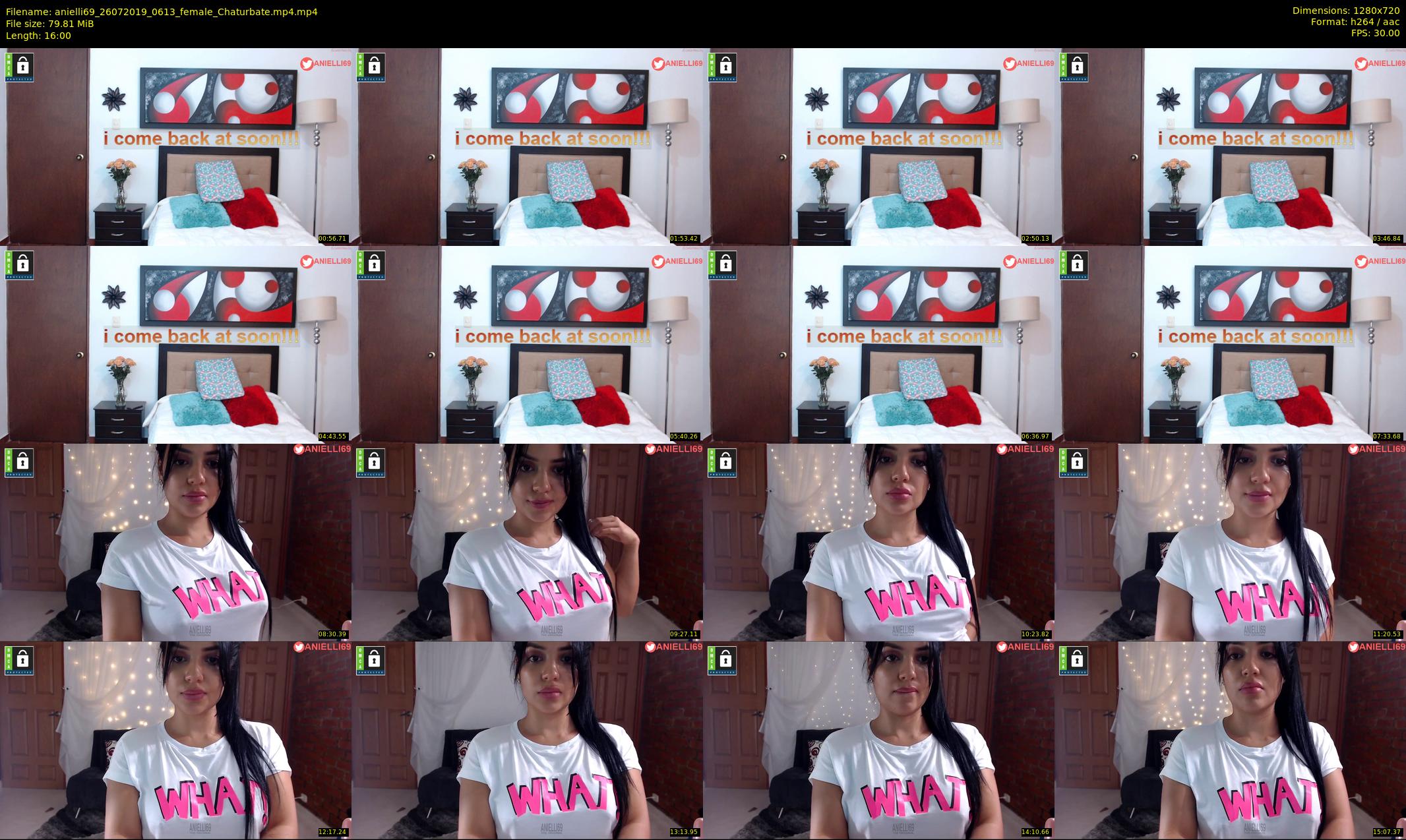 anielli69 — 16 minute Chaturbate female cam show recording, 720p, Jul 26, 2019