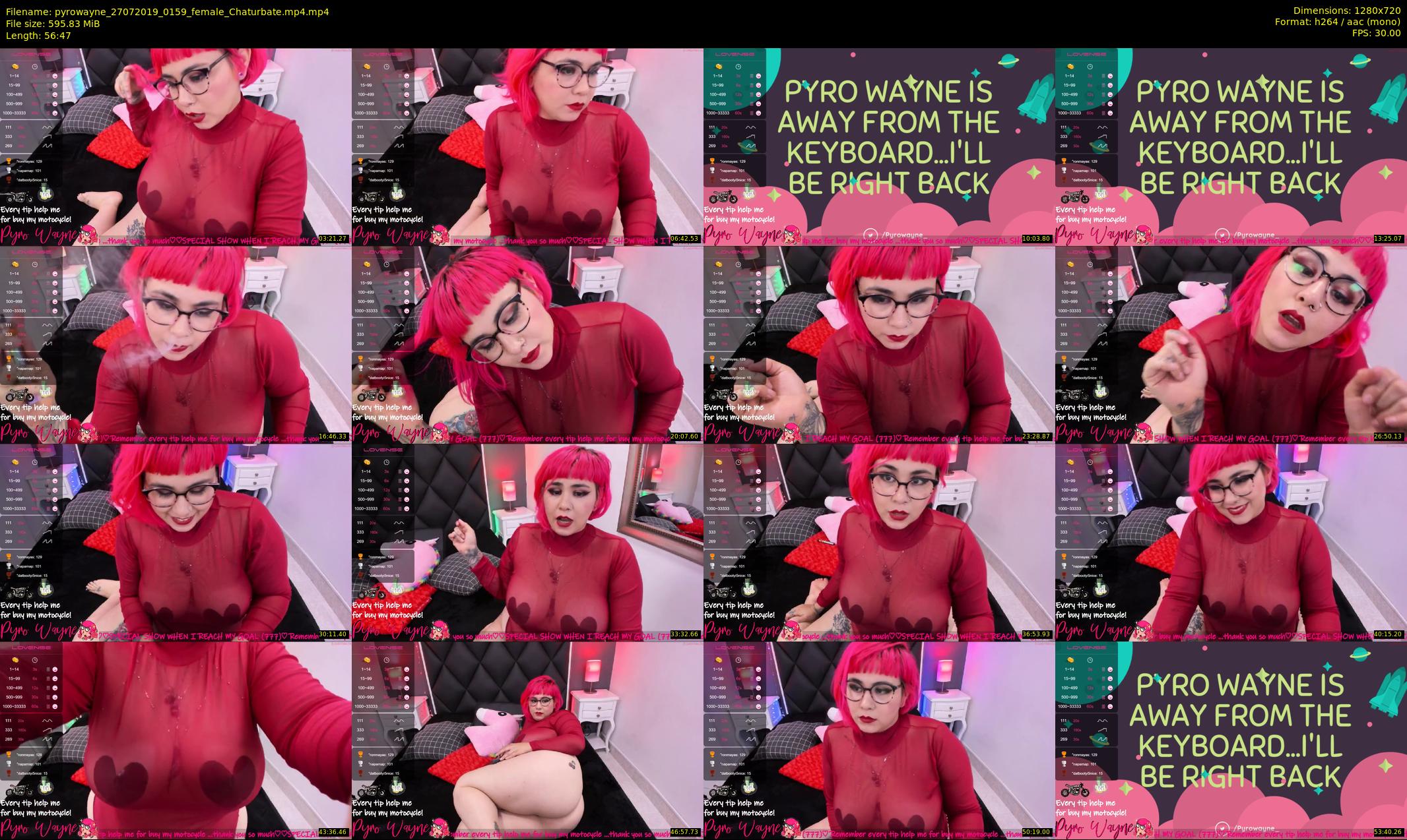 pyrowayne — 57 minute Chaturbate female cam show recording, 720p, Jul 27, 2019