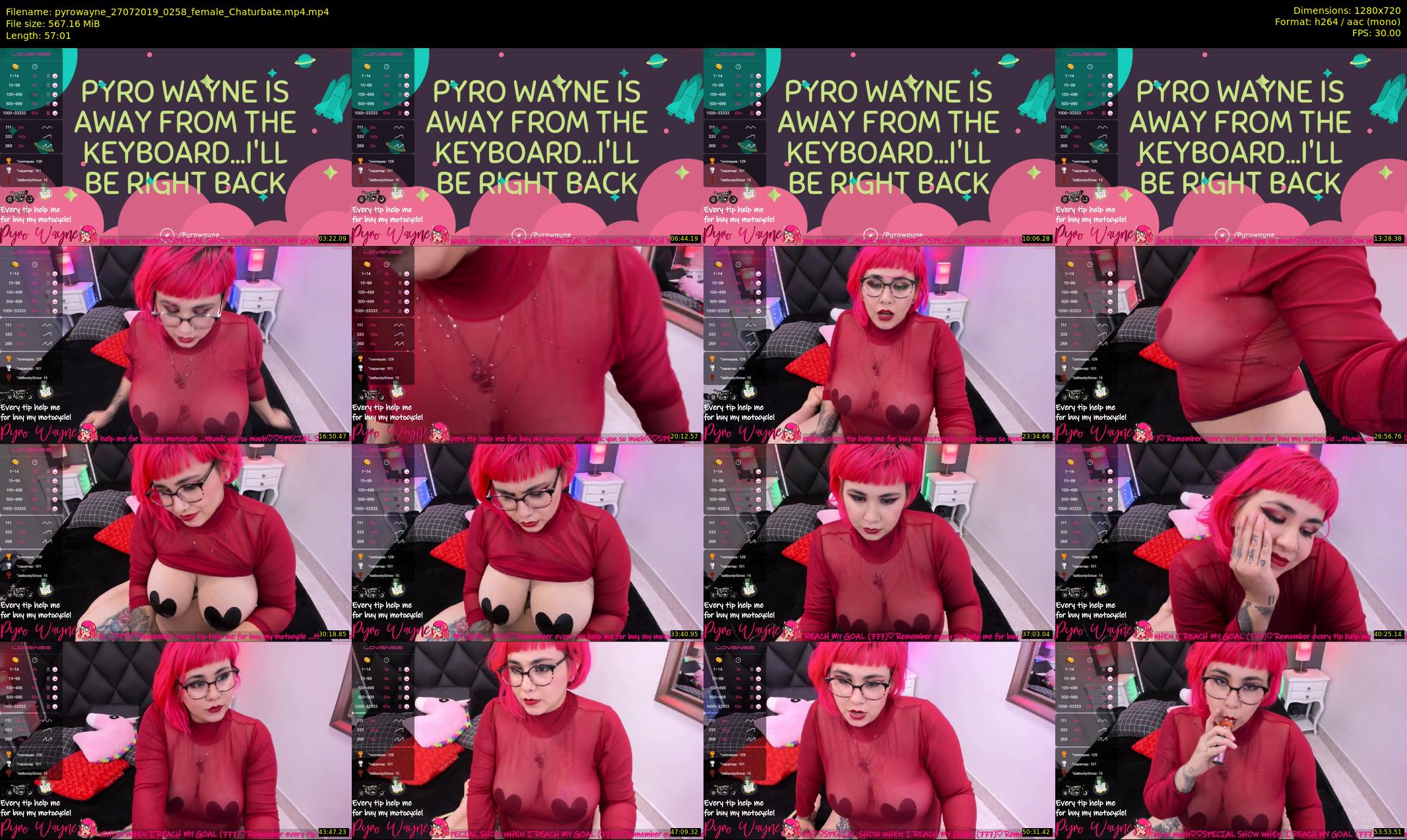 pyrowayne — 58 minute Chaturbate female cam show recording, 720p, Jul 27, 2019