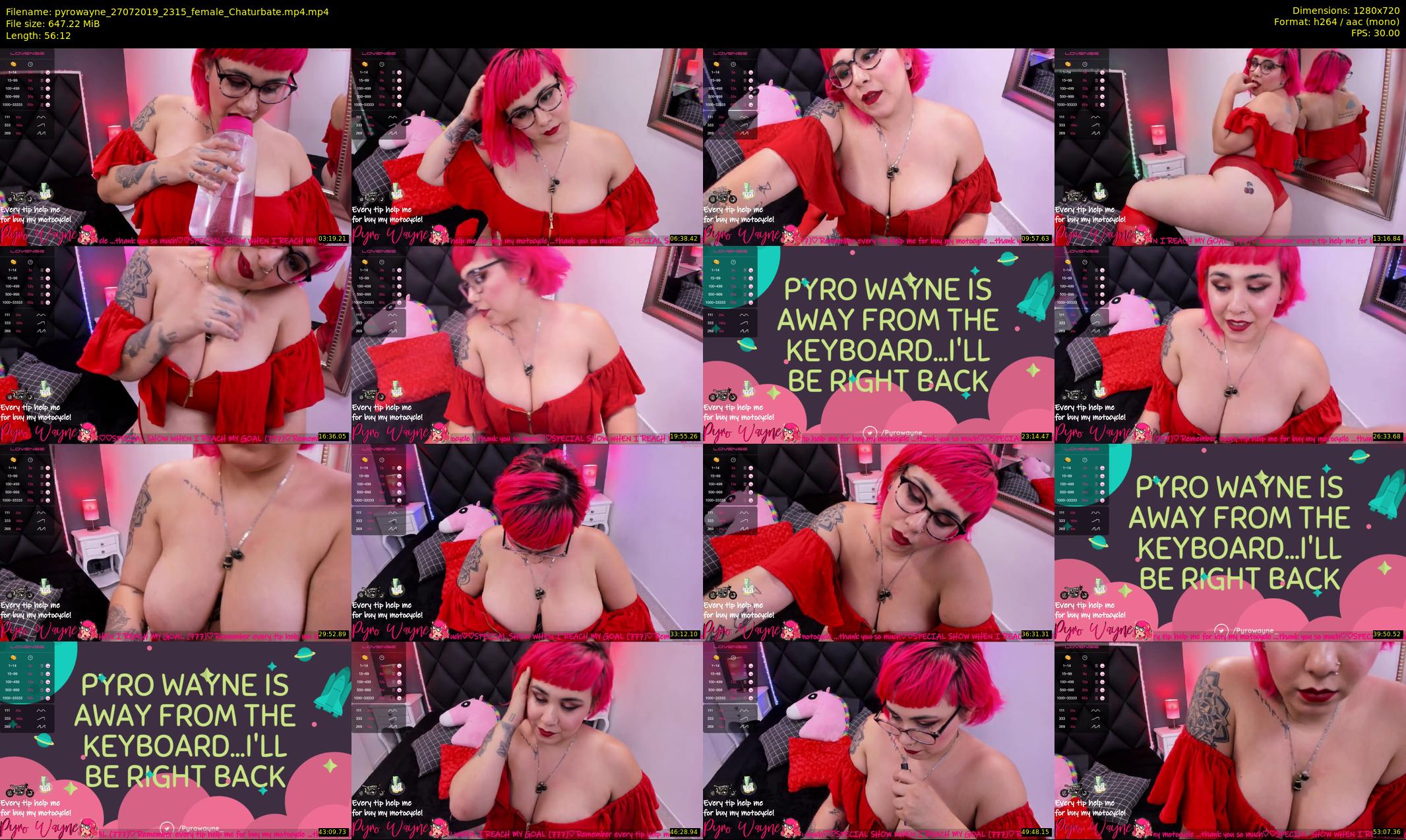 pyrowayne — 57 minute Chaturbate female cam show recording, 720p, Jul 27, 2019