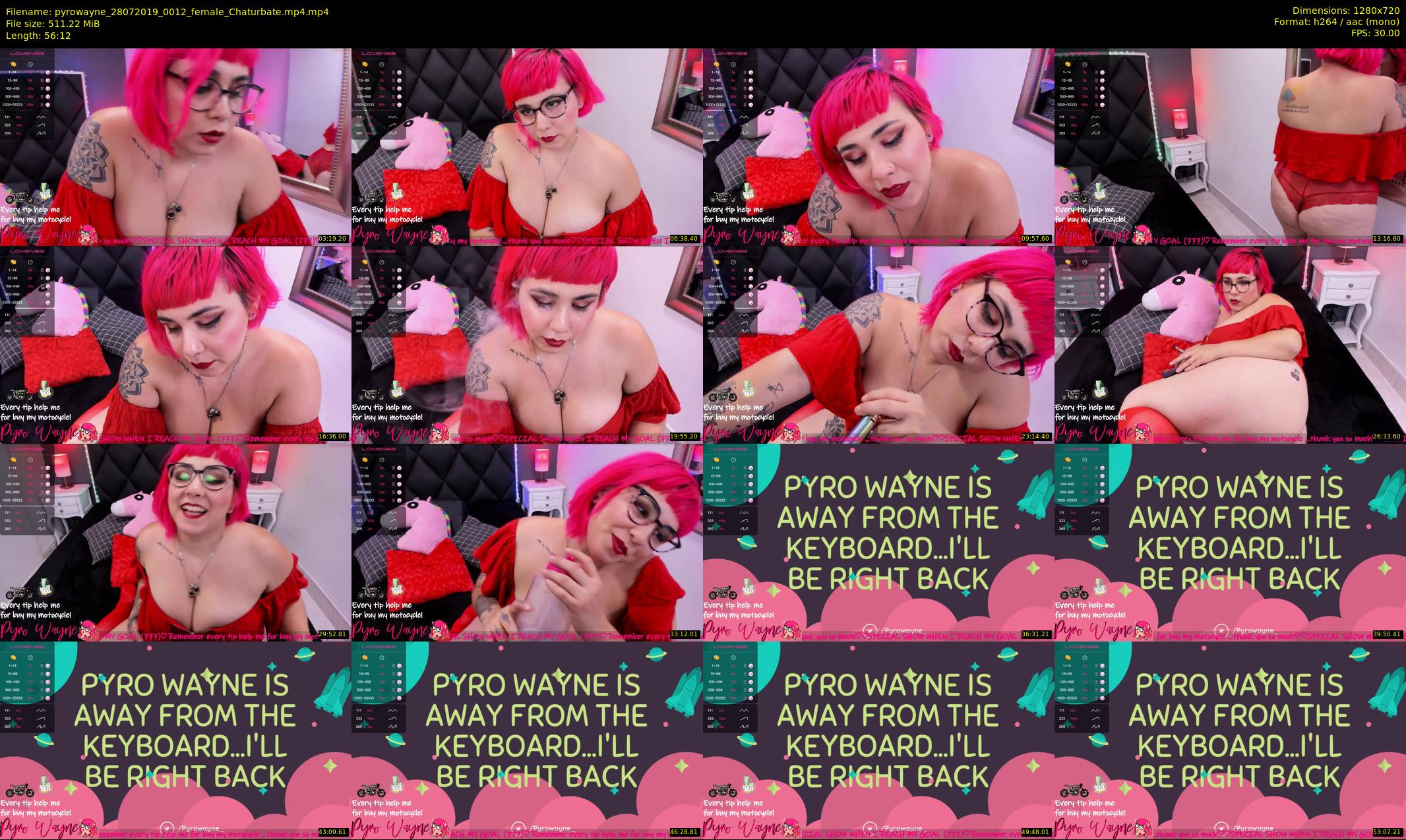 pyrowayne — 57 minute Chaturbate female cam show recording, 720p, Jul 28, 2019