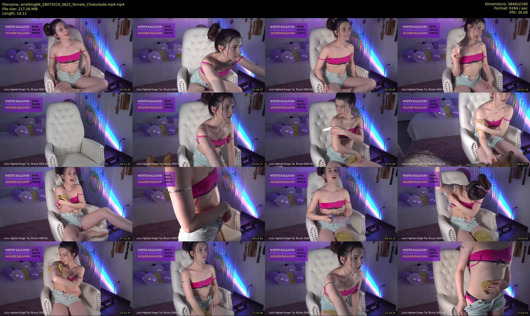 arielking69 — 15 minute Chaturbate female cam show recording, 4K, Jul 28, 2019