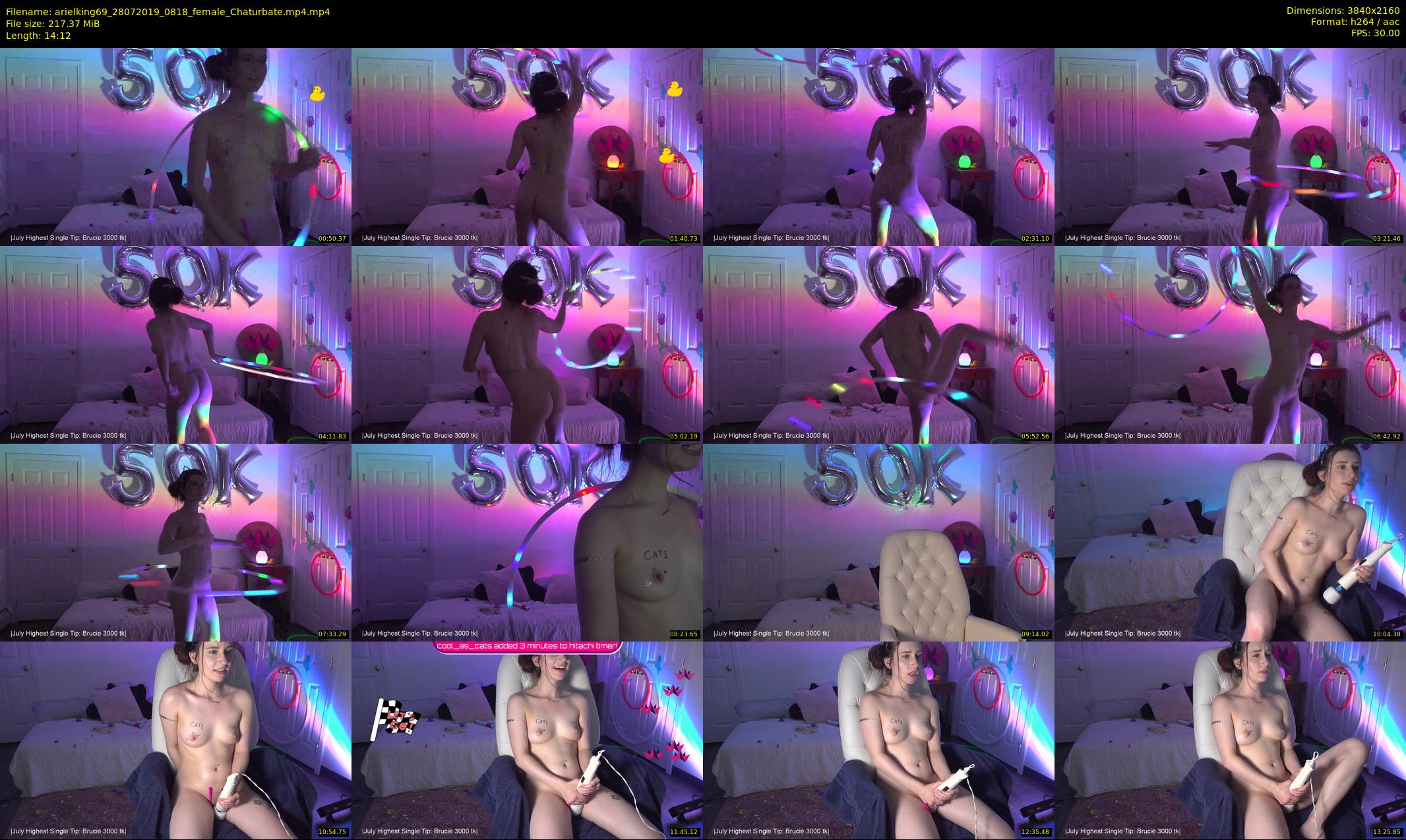 arielking69 — 15 minute Chaturbate female cam show recording, 4K, Jul 28, 2019