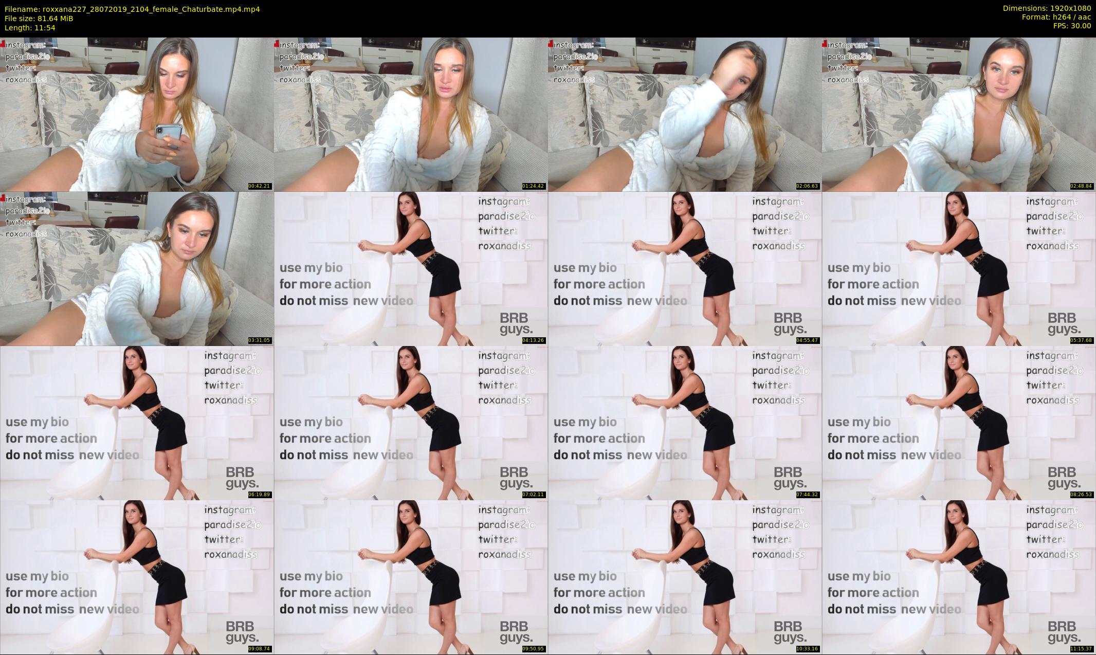 roxxana227 — 12 minute Chaturbate female cam show recording, 1080p, Jul 28, 2019