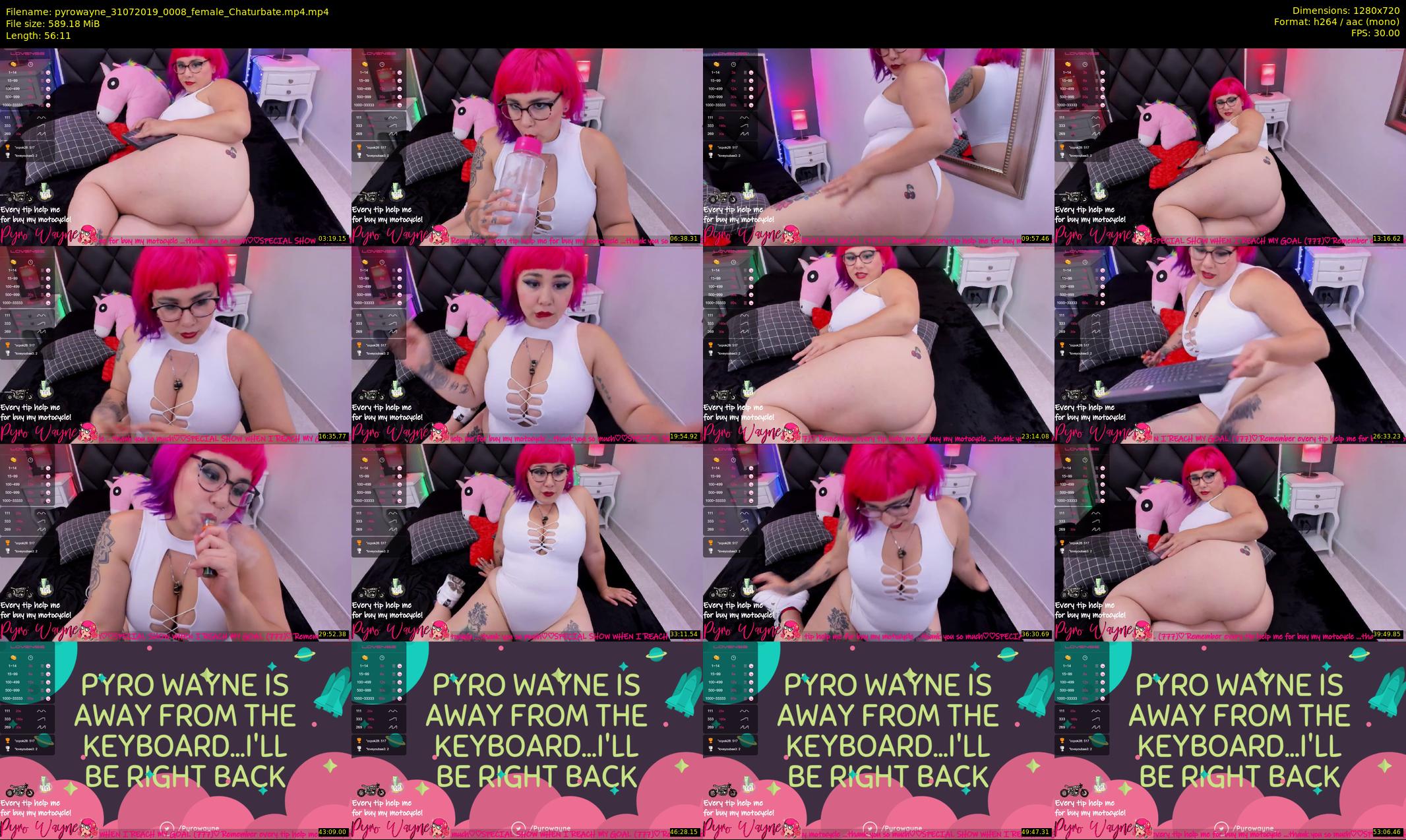 pyrowayne — 57 minute Chaturbate female cam show recording, 720p, Jul 31, 2019