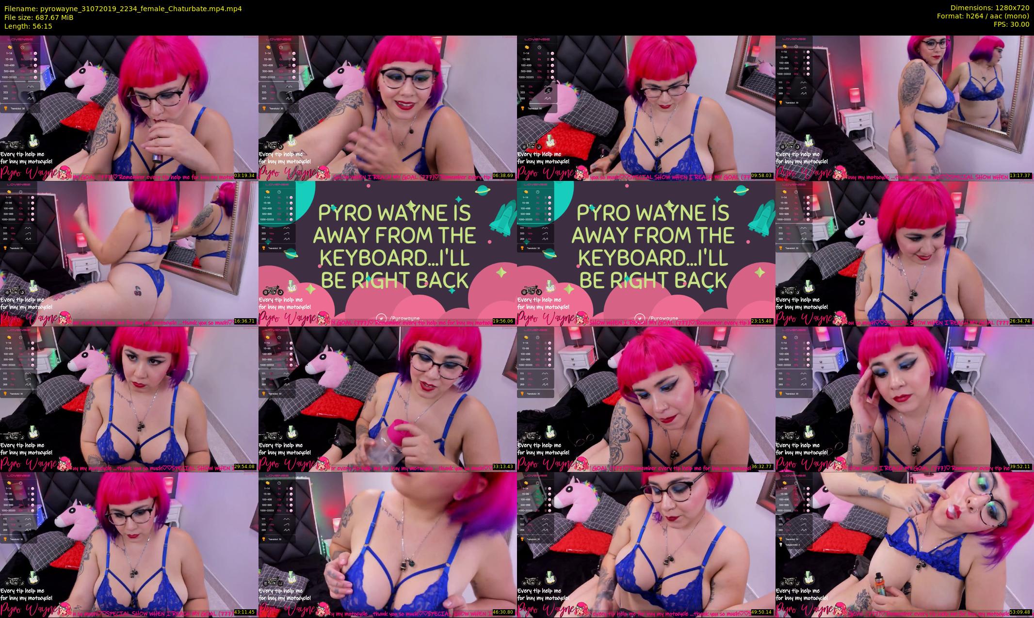 pyrowayne — 57 minute Chaturbate female cam show recording, 720p, Jul 31, 2019