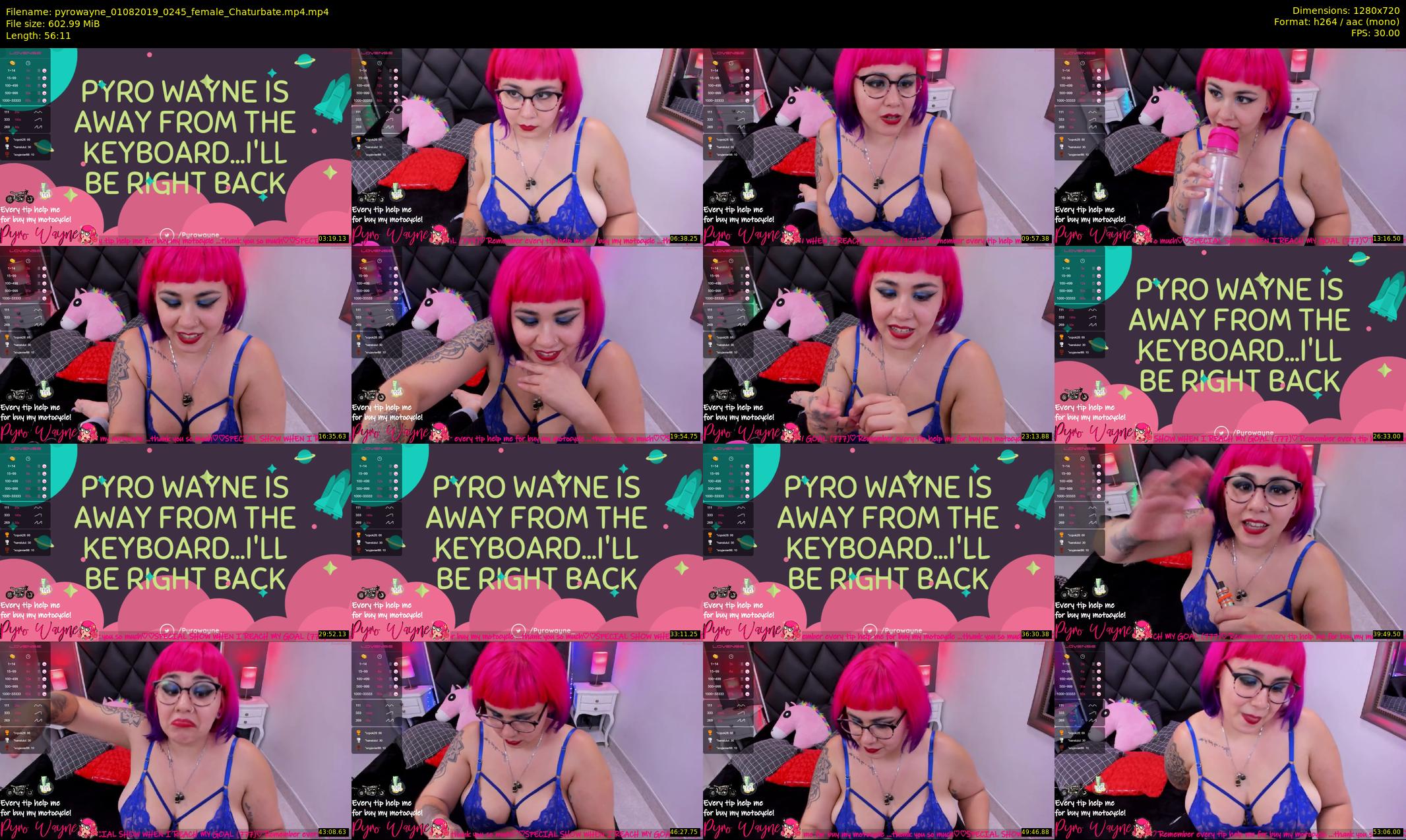 pyrowayne — 57 minute Chaturbate female cam show recording, 720p, Aug 1, 2019