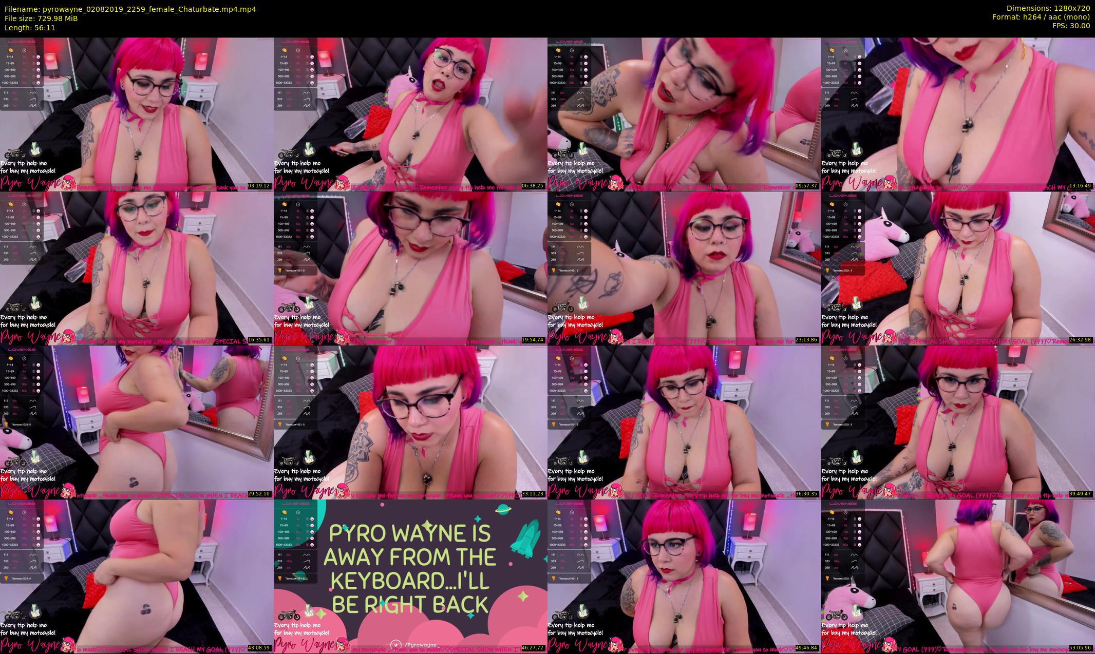pyrowayne — 57 minute Chaturbate female cam show recording, 720p, Aug 2, 2019