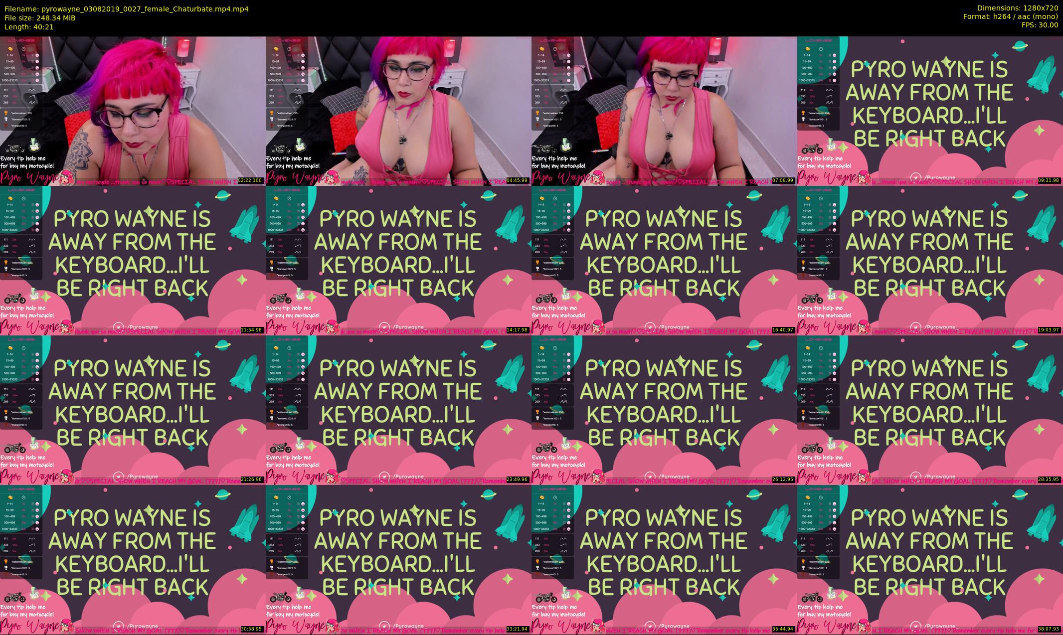pyrowayne — 41 minute Chaturbate female cam show recording, 720p, Aug 3, 2019