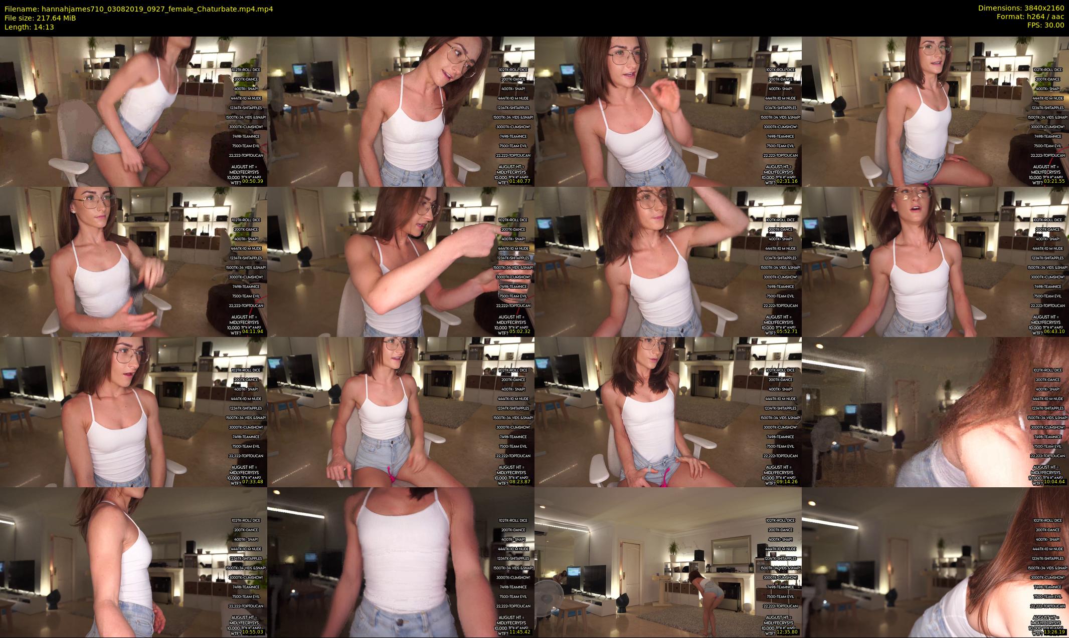 hannahjames710 — 15 minute Chaturbate female cam show recording, 4K, Aug 3, 2019