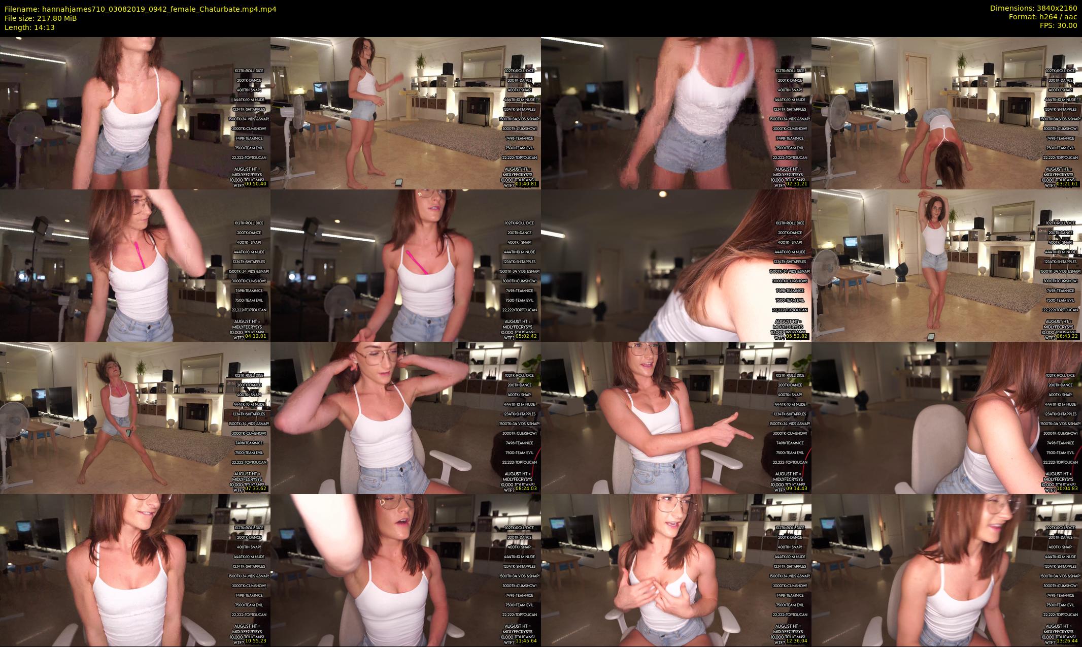 hannahjames710 — 15 minute Chaturbate female cam show recording, 4K, Aug 3, 2019