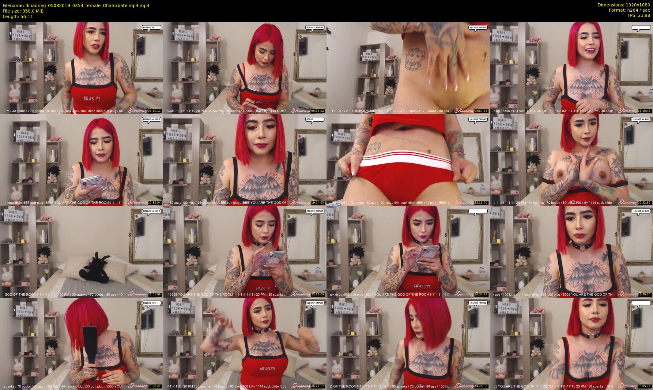 dinaoneg — 57 minute Chaturbate female cam show recording, 1080p, Aug 5, 2019