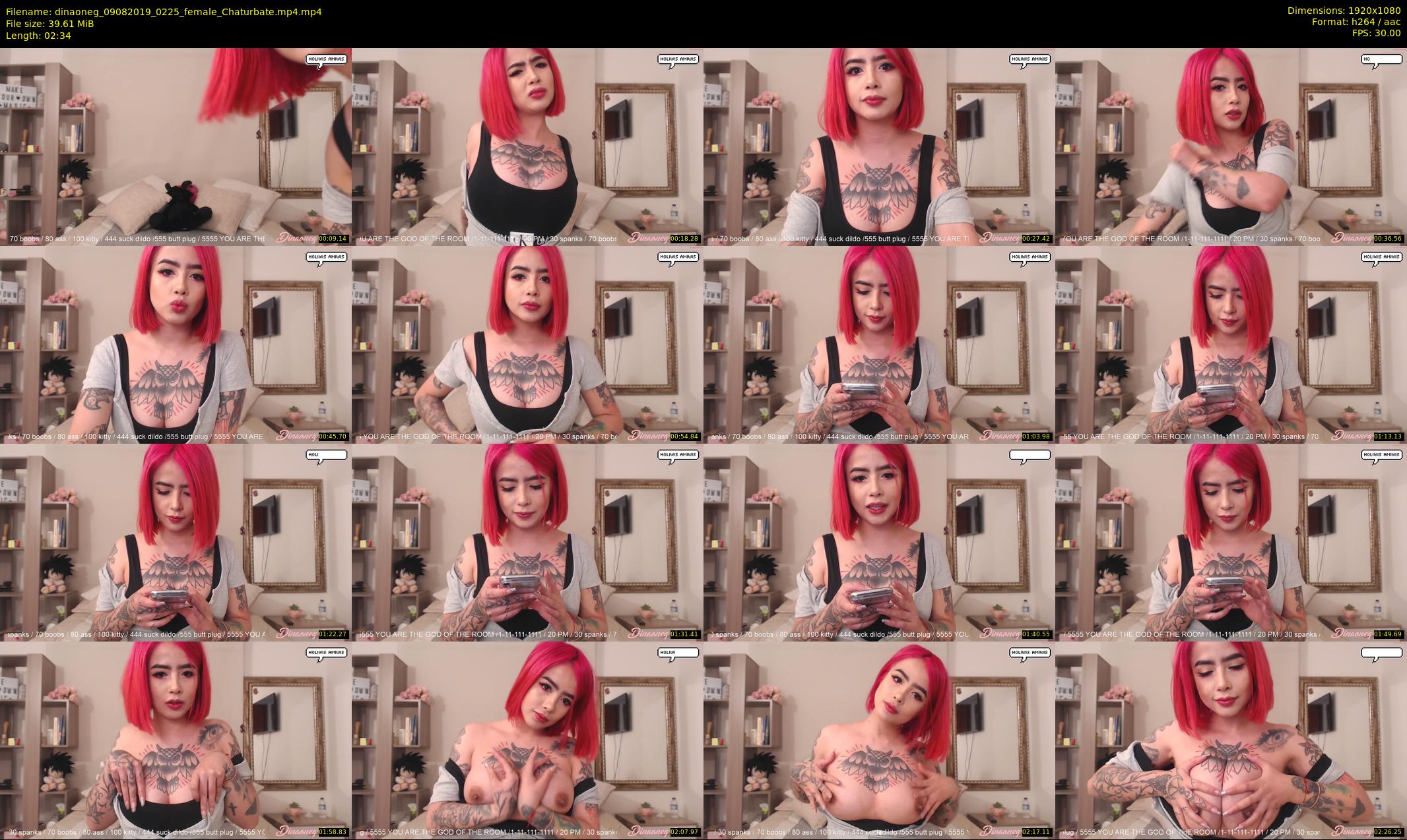 dinaoneg — 3 minute Chaturbate female cam show recording, 1080p, Aug 9, 2019