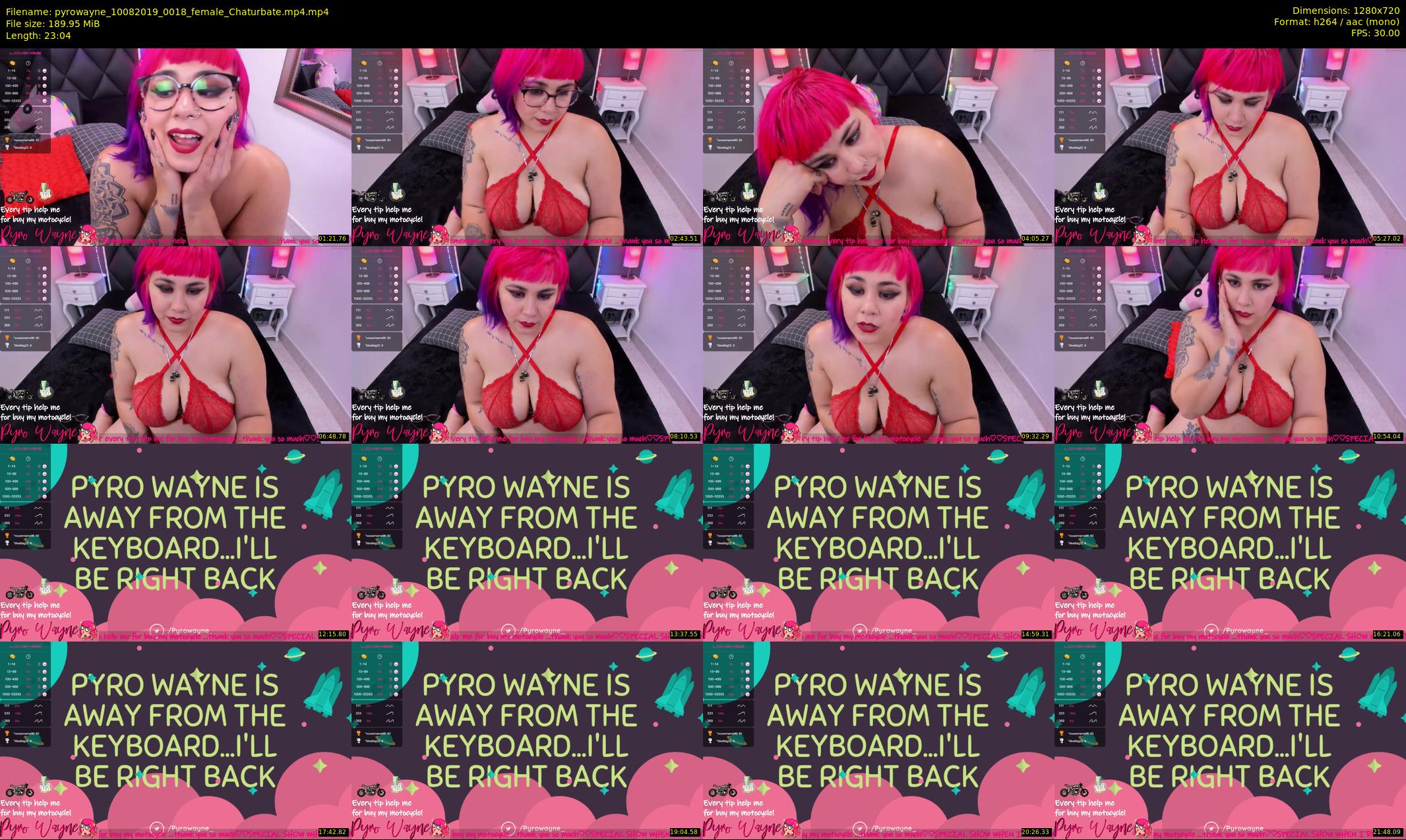 pyrowayne — 24 minute Chaturbate female cam show recording, 720p, Aug 10, 2019