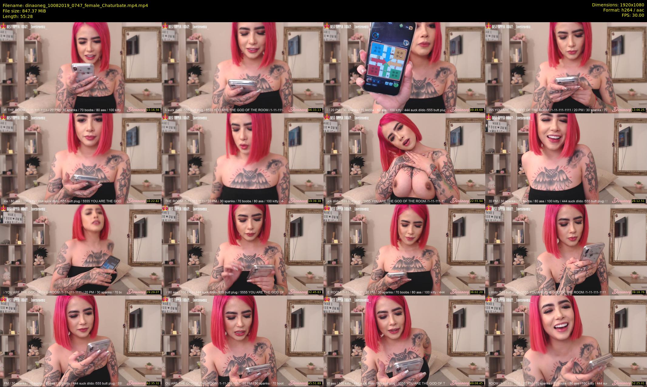 dinaoneg — 56 minute Chaturbate female cam show recording, 1080p, Aug 10, 2019