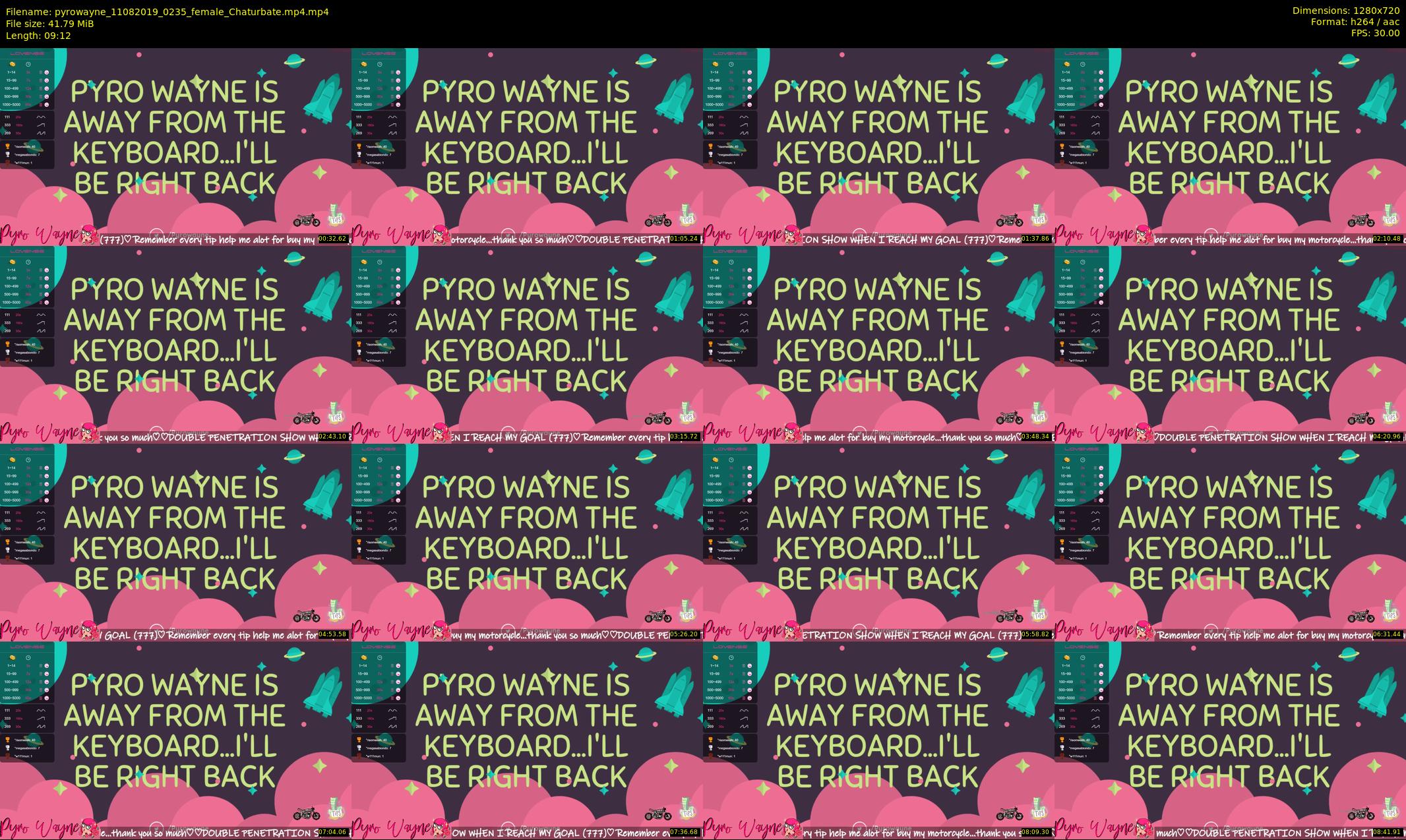 pyrowayne — 10 minute Chaturbate female cam show recording, 720p, Aug 11, 2019