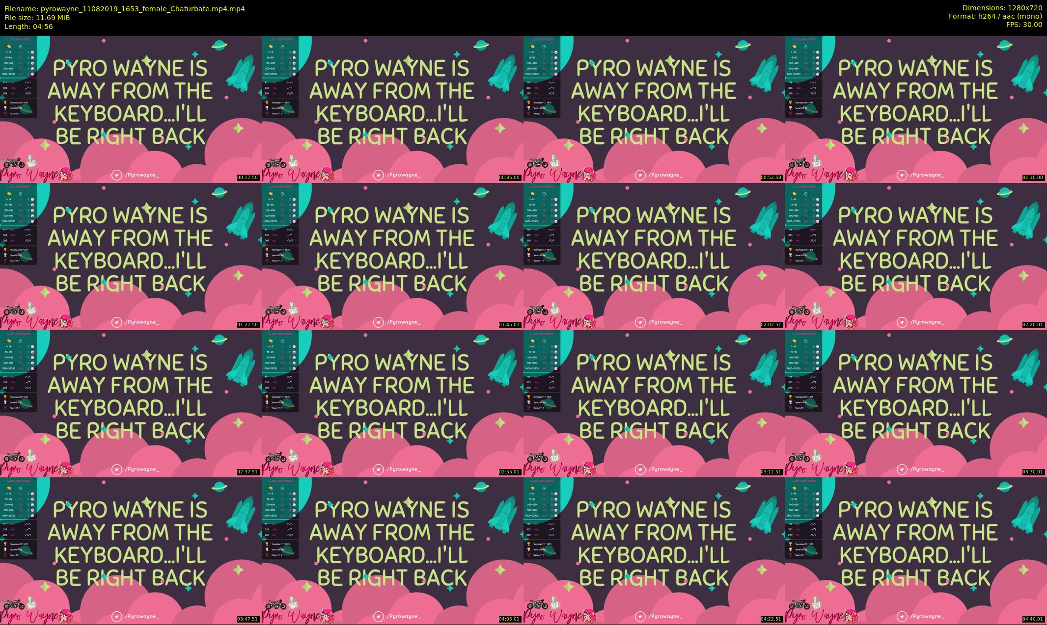 pyrowayne — 5 minute Chaturbate female cam show recording, 720p, Aug 11, 2019